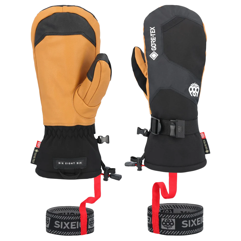 686 Gore-Tex Leather Linear Mitt 2025 - Waterproof Winter Gloves for Men & Women - Natural Color - Ideal for Skiing, Snowboarding & Cold Weather Activities