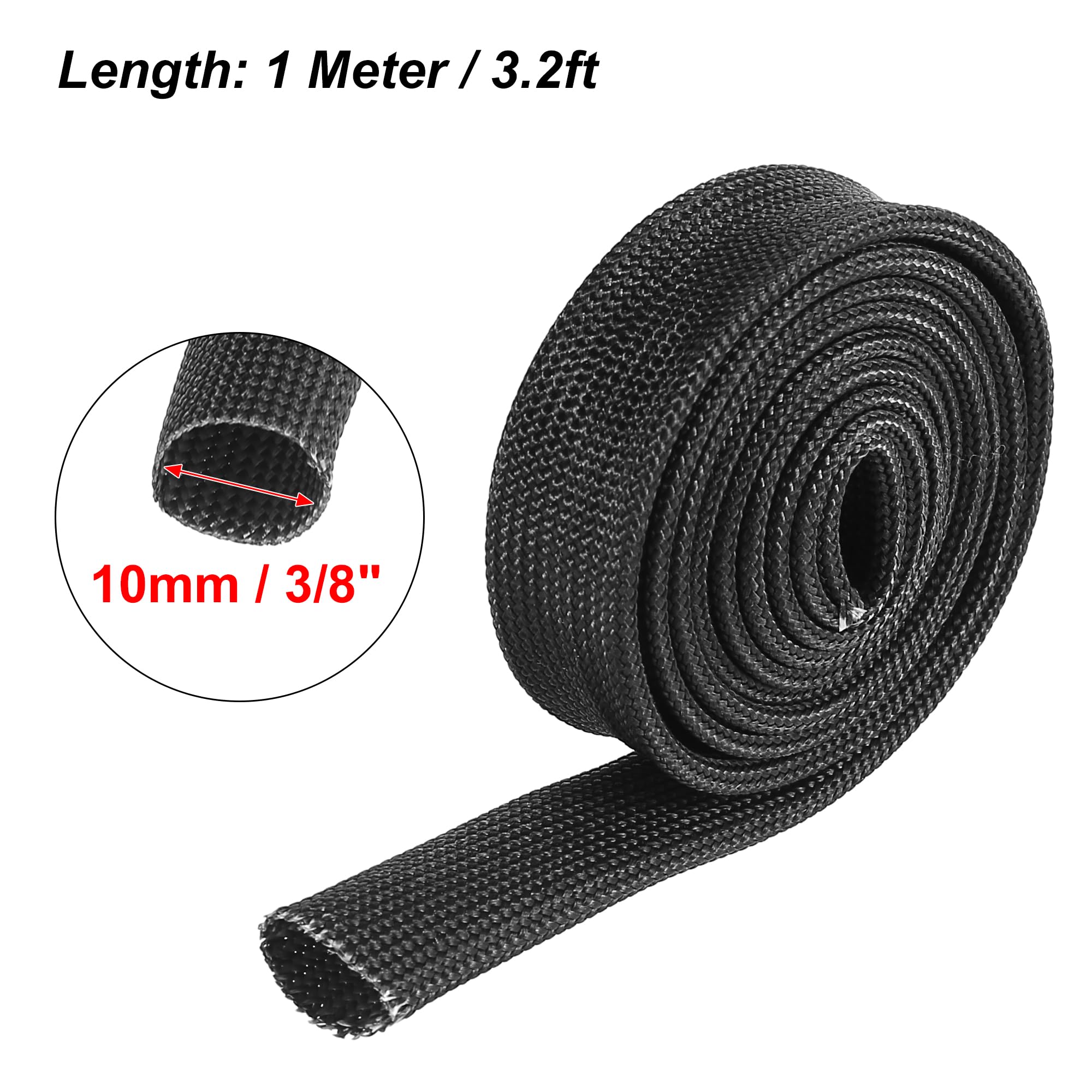 X AUTOHAUX 10mm x 3.2ft Fiberglass Heat Shield Sleeve - High Temperature Resistant Wire Loom Protector (3/8