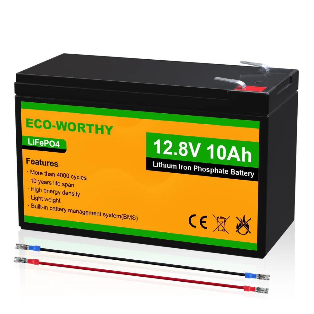 ECO WORTHY 12V 10Ah 30Ah LiFePO4 Lithium Iron Phosphate Battery - Rechargeable Deep Cycle Battery for Solar Power, RV, Marine, and Off-Grid Applications