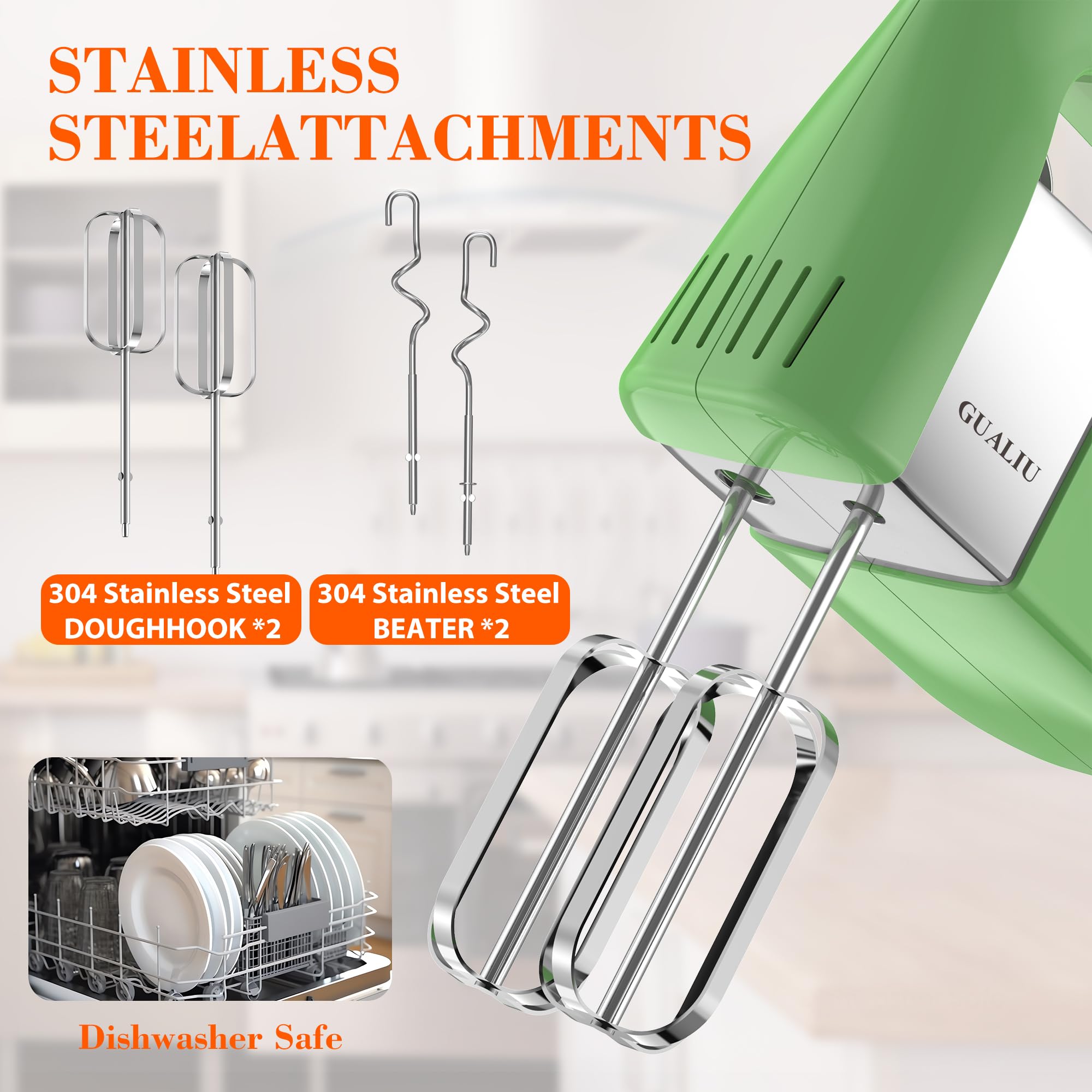 450W Electric Hand Mixer - 5-Speed Stand Mixer with 304 Stainless Steel Beaters & Dough Hooks | Includes Storage Bag | Powerful Kitchen Blender for Baking Cakes, Cookies, Dough & Whipping Cream | Perfect for Home Bakers & Cooking Enthusiasts