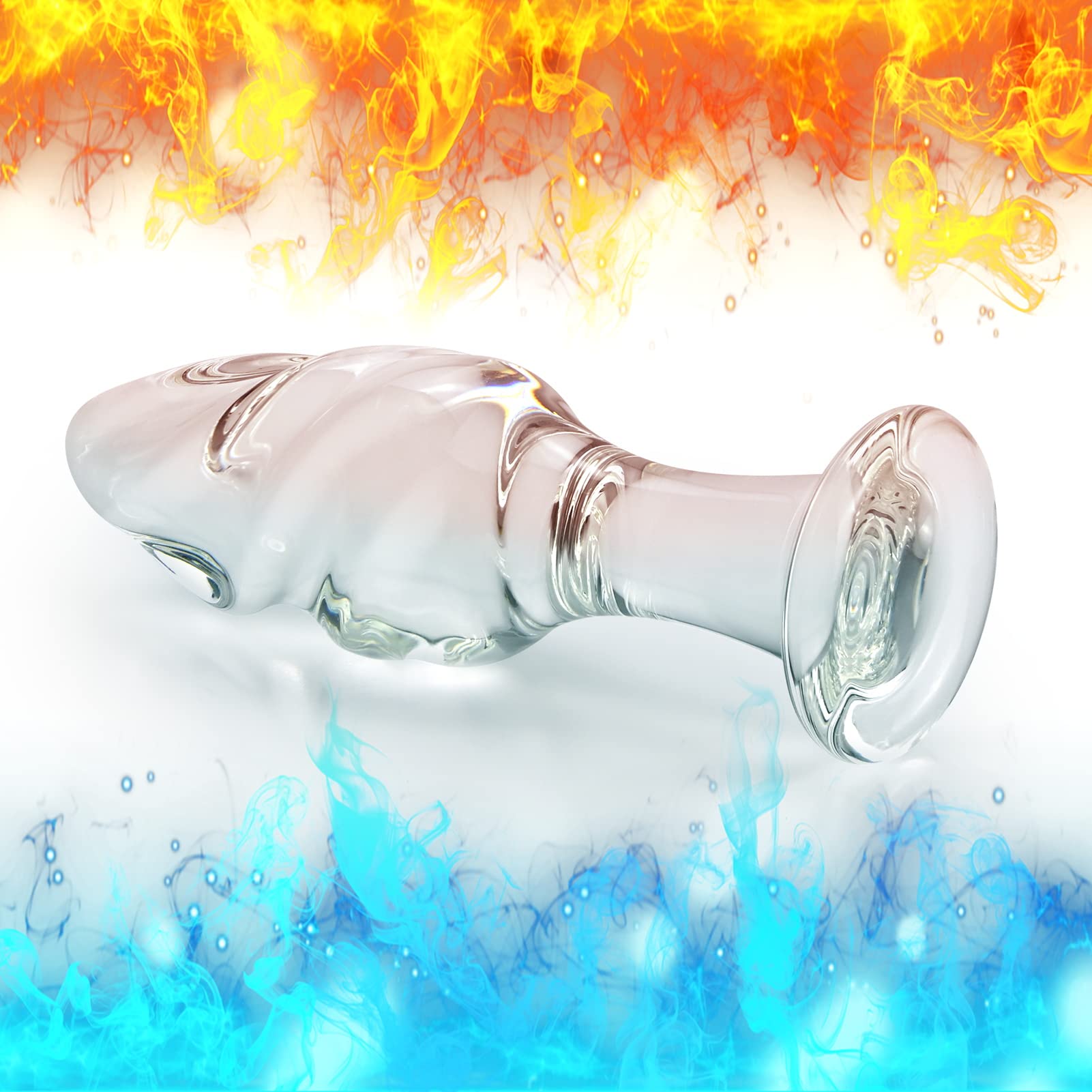 FST Glass Spiral Anal Butt Plug - Transparent Crystal G-Spot Massager for Vaginal Stimulation - Adult Sex Toys for Women & Men Beginners (Large Size) - Perfect for Couples Play and Solo Exploration