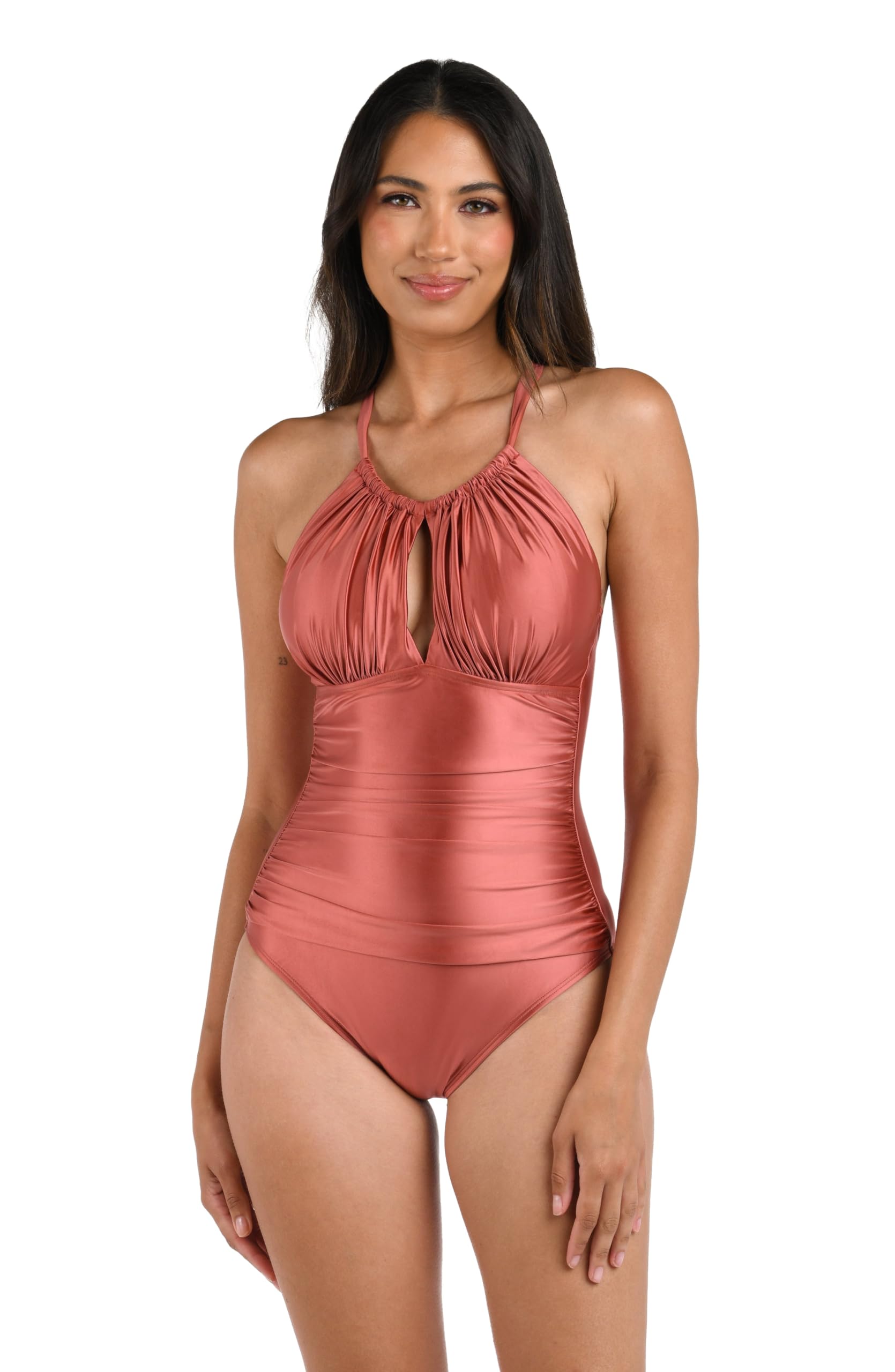 La Blanca Women's One Piece Swimsuit - High Neck Tummy Control Bathing Suit for Swimming, Beach Vacation & Poolside Relaxation