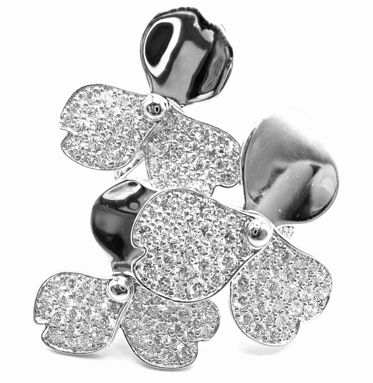 Authentic Tiffany & Co Platinum Diamond Paper Flowers Ring - Elegant Statement Jewelry for Weddings, Anniversaries & Special Occasions