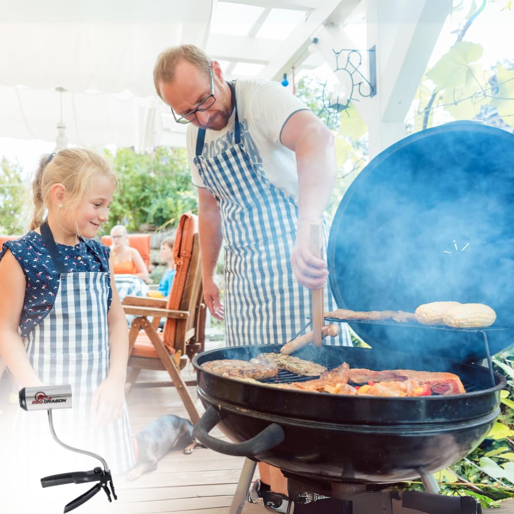 BBQ Dragon Cordless Charcoal Grill Fan - Heavy Duty Portable Fire Blower for Camping, Fireplace & Smokers - Adjustable Clamp Air Blower for Perfect Grilling & Smoking - Ideal for Backyard BBQs, Tailgating & Outdoor Cooking