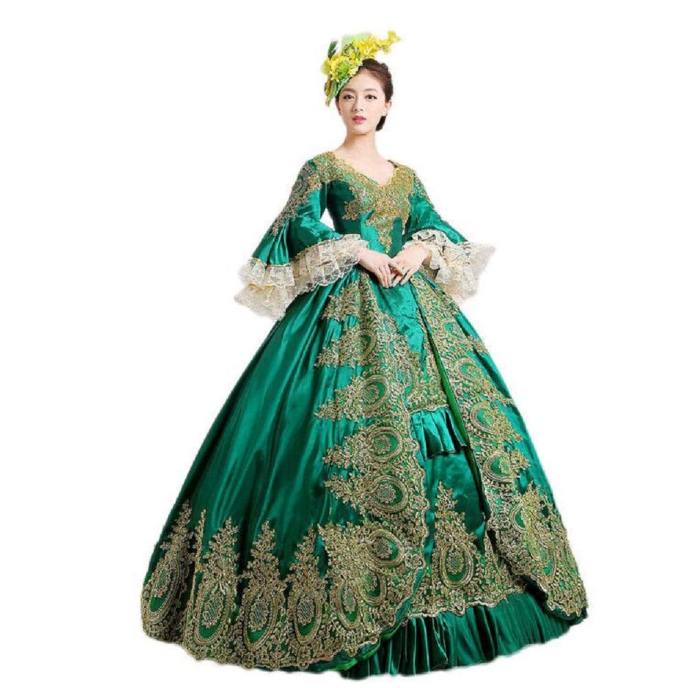 CountryWomen Women's Royal Retro Medieval Renaissance Dress - Elegant Satin Masquerade Gown for Costume Parties, Historical Reenactments & Themed Events