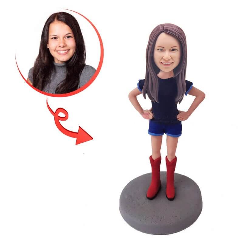 Custom Forked Waist Female Bobblehead - Personalized Figurine Gift for Her - Perfect for Birthdays, Anniversaries & Office Decor