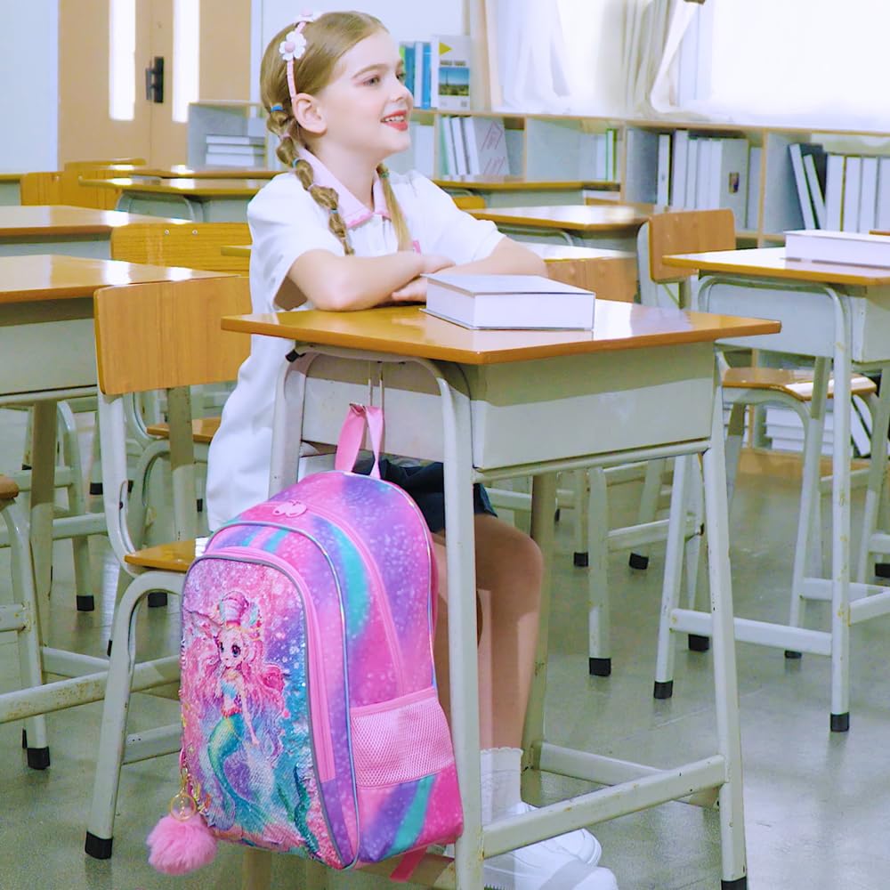 3PCS Girls Backpack Set with Lunch Box - 16