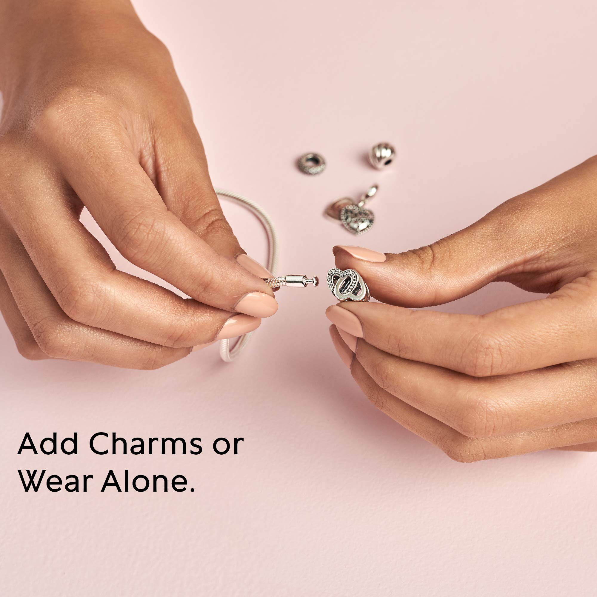 PANDORA Moments Snake Chain Bracelet for Women - Compatible with PANDORA Charms - Elegant Adjustable Jewelry Gift for Her with Gift Box - Perfect for Anniversaries, Birthdays & Special Occasions
