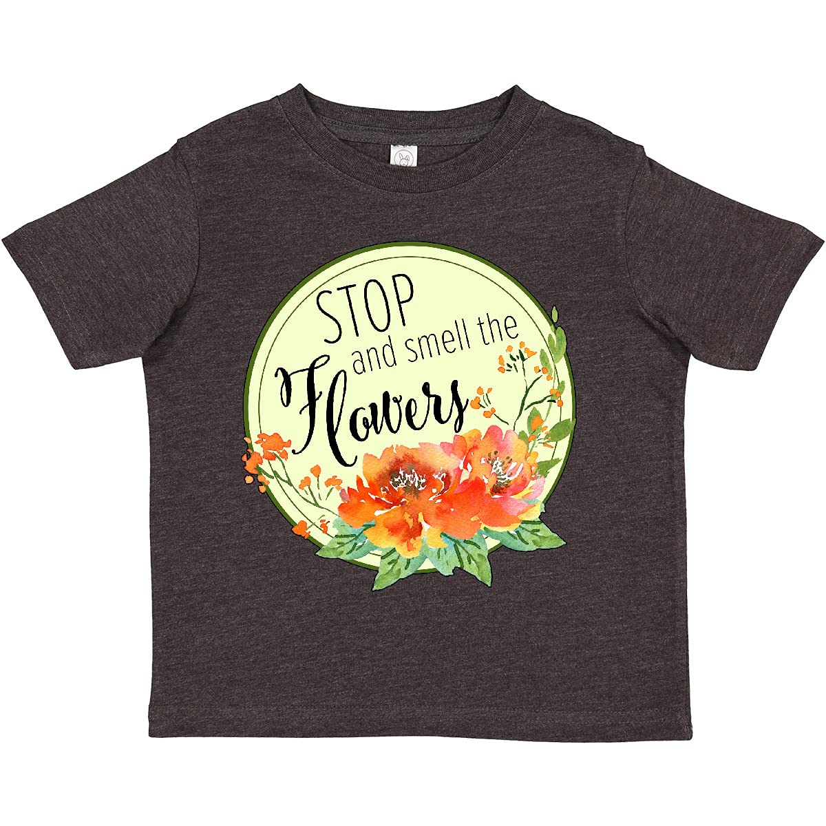 Inktastic Stop and Smell The Flowers Watercolor Toddler T-Shirt - Cute Floral Print Cotton Tee for Baby Boys & Girls - Perfect for Playdates, Daycare & Family Photos