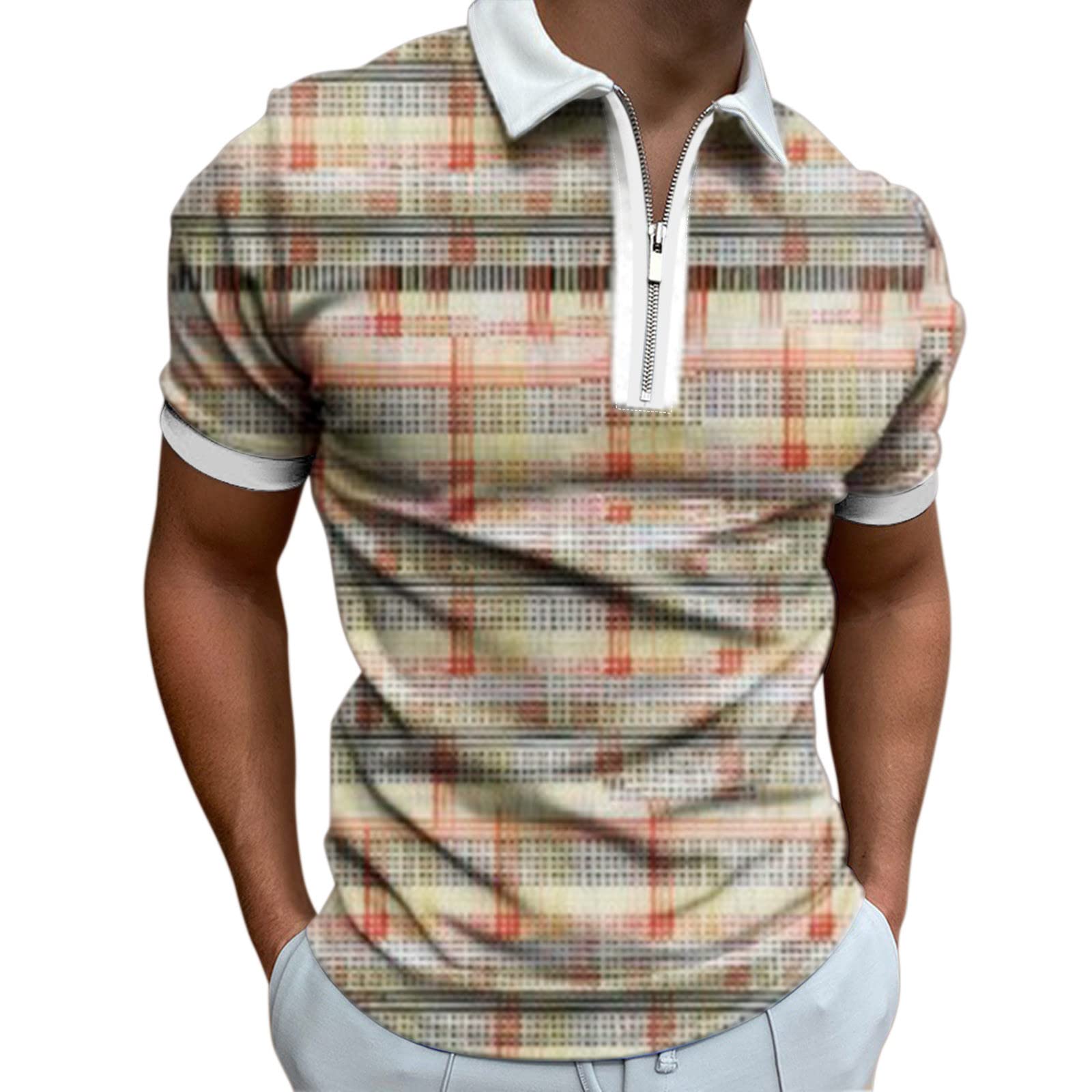 Men's Slim Fit Short Sleeve Cotton Polo Shirts - Casual Summer Floral Paisley Print T-Shirts for Work, Golf & Outdoor Activities