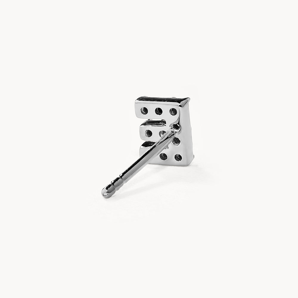 Diamond Letter E Single Stud Earring in Sterling Silver - Perfect for Birthdays, Gifts & Everyday Elegance