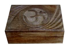 Hand Carved Wooden Decorative Box with OM Carving - Jewelry Organizer, Keepsake Box, Treasure Chest for Women | Perfect for Jewelry Storage, Gift Giving, Home Decor & Spiritual Use