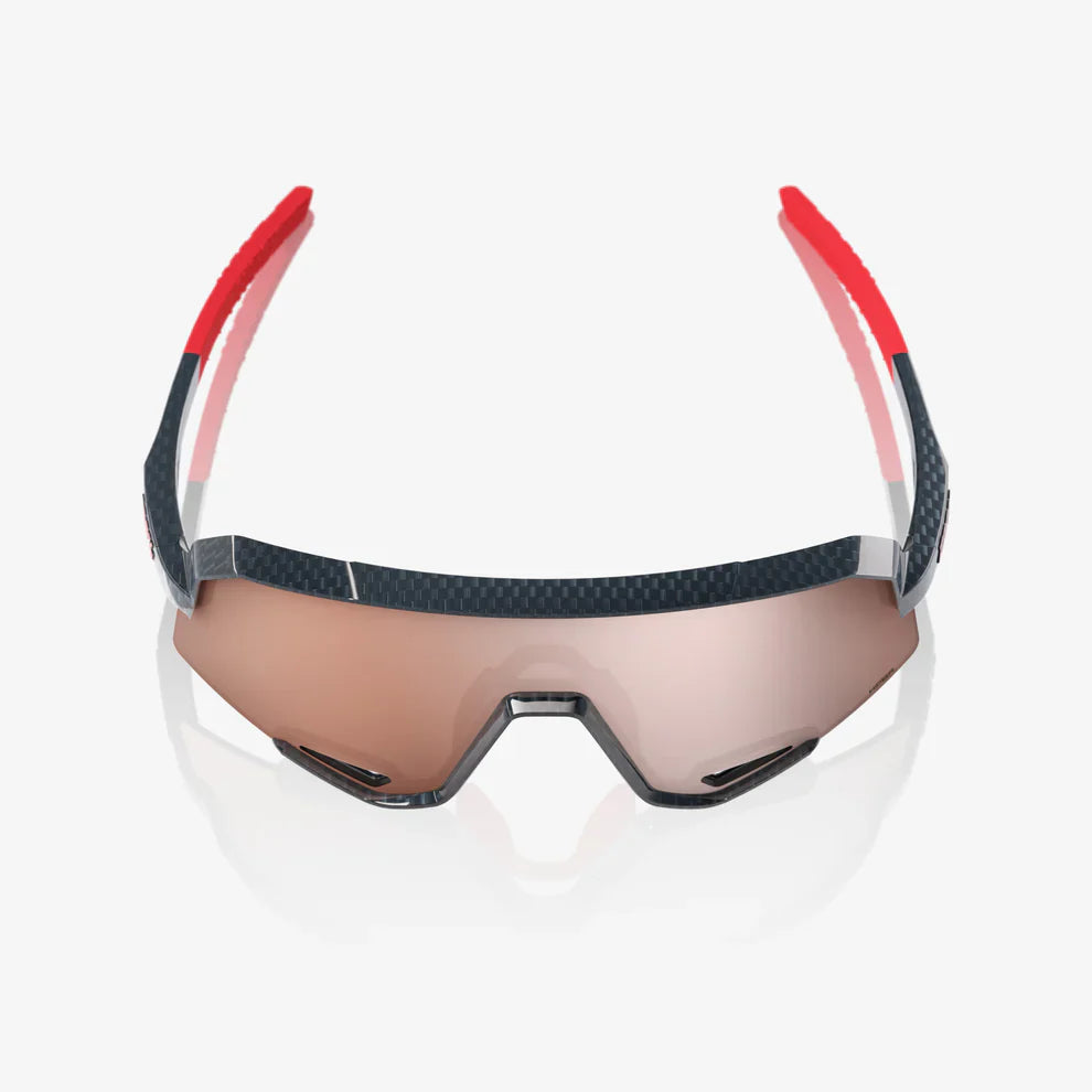 SLENDALE 100% UV Protection Sunglasses - Gloss Carbon Fiber Frame with HiPER Crimson Silver Mirror Lens for Men & Women - Perfect for Driving, Running, and Outdoor Activities