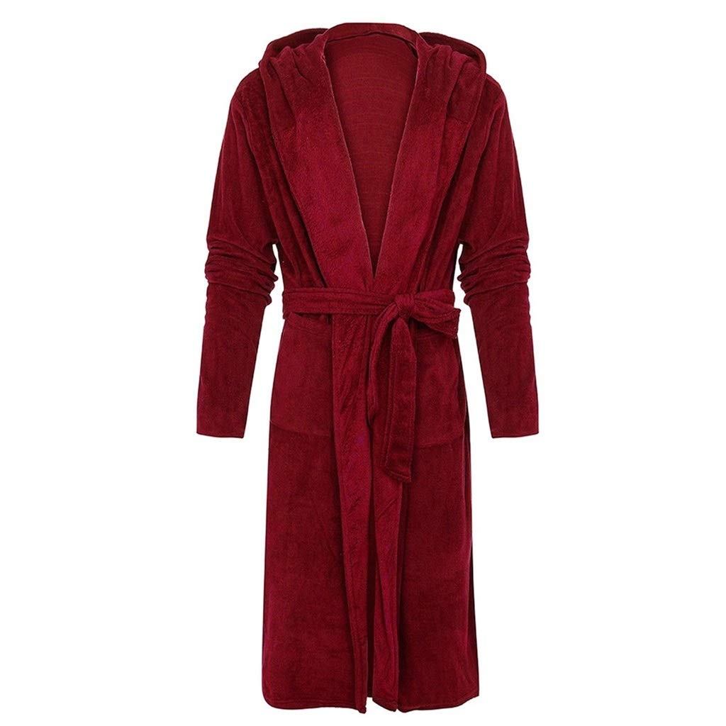 CUJUX Men's Winter Pajamas & Bathrobe Set - Warm Plush Fleece Sleepwear with Long Sleeves - XXL Size Home Lounge Wear for Cozy Evenings & Relaxation