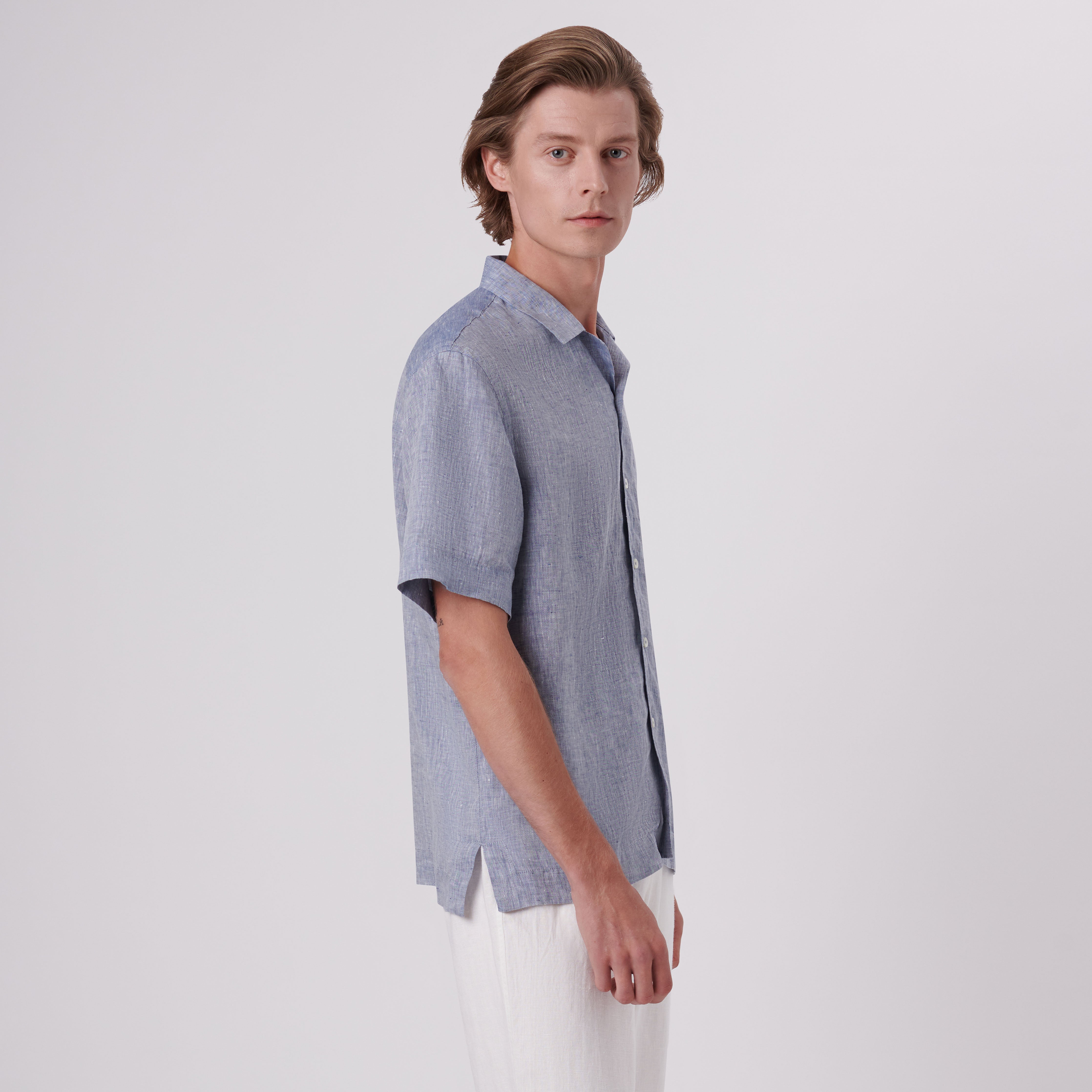 Jackson Men's Solid Short Sleeve Linen Shirt - Breathable Summer Casual Button Down for Outdoor & Office Wear