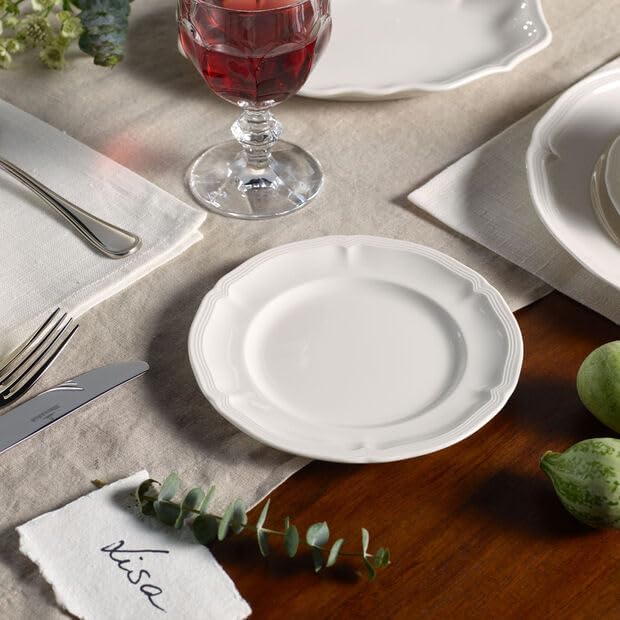 Villeroy & Boch Manoir 18-Piece Dinnerware Set - Premium Porcelain Plates & Bowls, Made in Germany, White - Elegant Table Setting for Fine Dining & Special Occasions