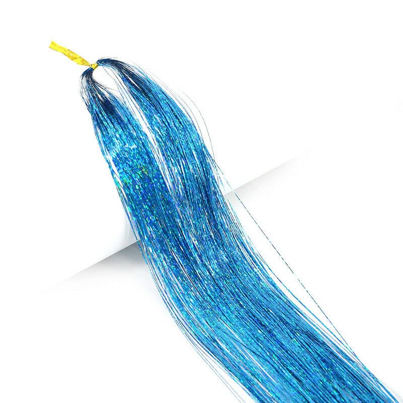 Sparkly 3D Hair Tinsel Glitter Synthetic Heat Resistant Hair Extensions - Light Blue | Perfect for Parties, Cosplay & Festival Hairstyles