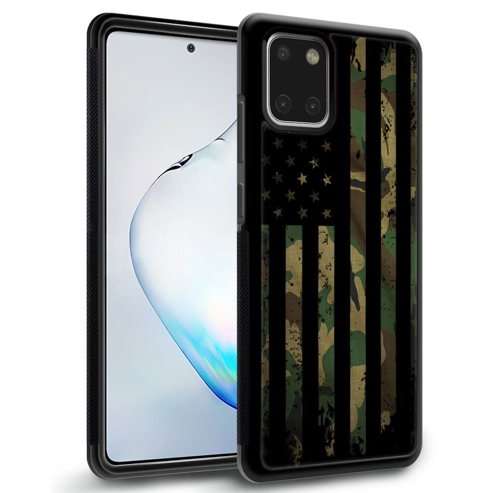 Samsung Galaxy A81 Note 10 Lite Case - Camo Flag Black Plexiglass Protective Cover [6.7-inch] | Anti-Scratch Shockproof Design | Fashion Cool Pattern for Boys | Perfect for School, Travel & Daily Use