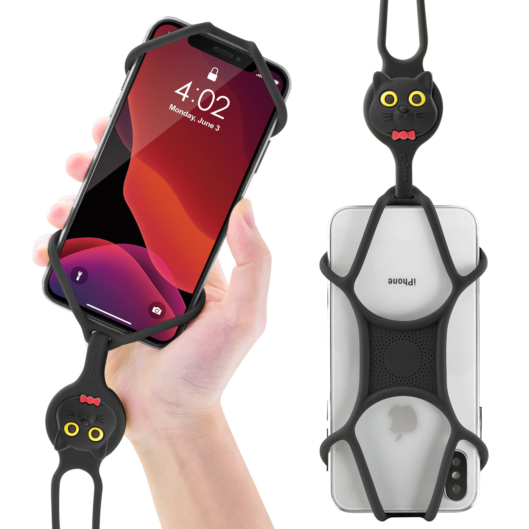 Adjustable Silicone Phone Lanyard Strap - Neck Phone Holder Compatible with iPhone, Samsung & Most Smartphones - Secure Hands-Free Carrying for Work, Travel & Outdoor Activities (Miao Cat Design)