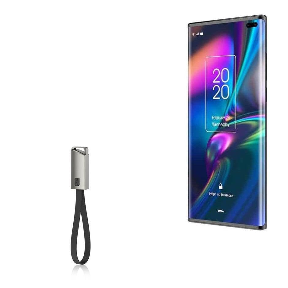 BoxWave USB Type-C Keychain Charger Cable - Compatible with LG Rollable Phone, 8-Inch USB-C to USB-A Fast Charging Cable with Key Ring - Jet Black - Perfect for Travel, Office, and On-the-Go Charging
