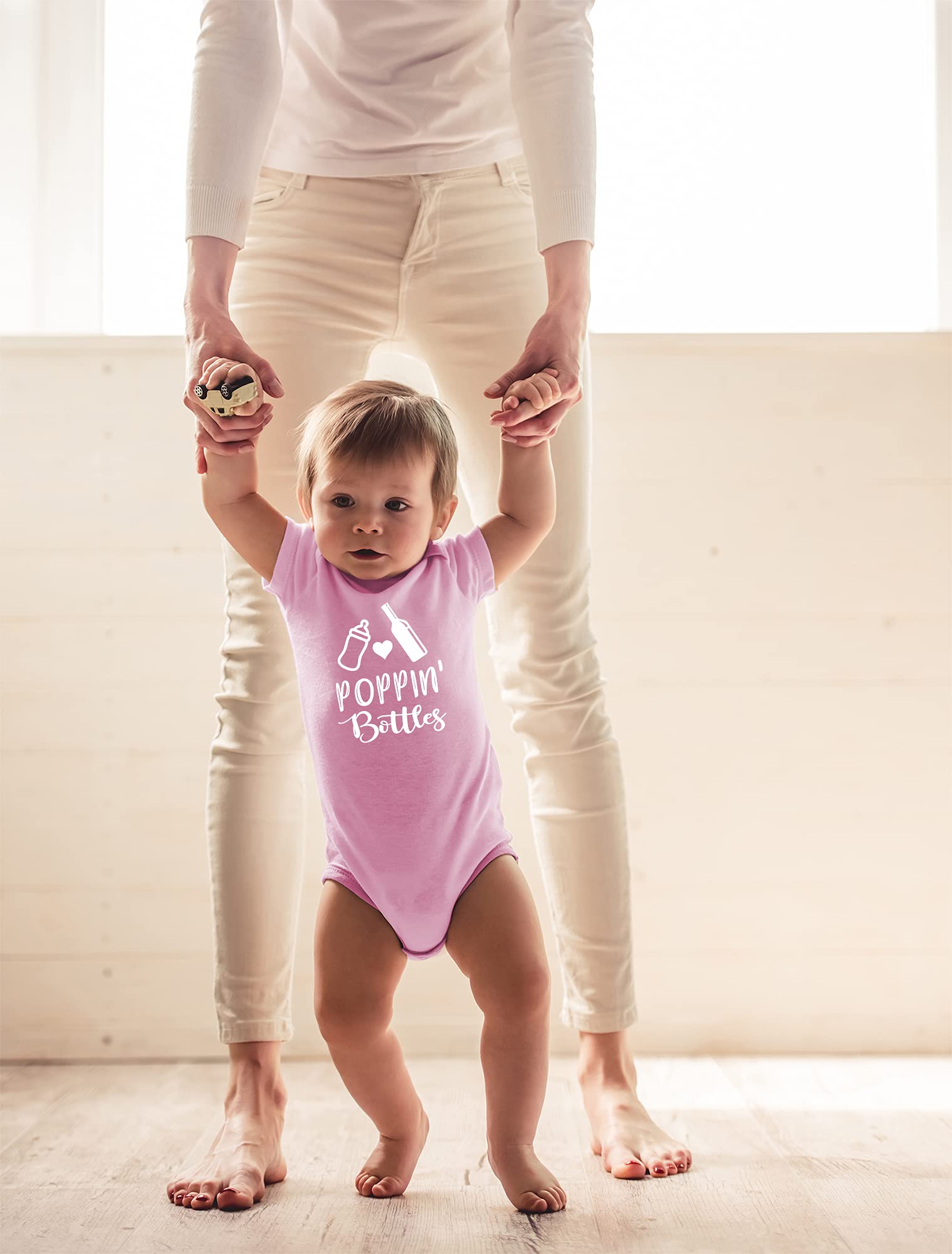 Funny Newborn Bodysuit Outfits for Boys & Girls | CBTwear Poppin' Bottles Baby Clothes | Perfect for Photo Shoots, Birthday Parties & Everyday Playtime
