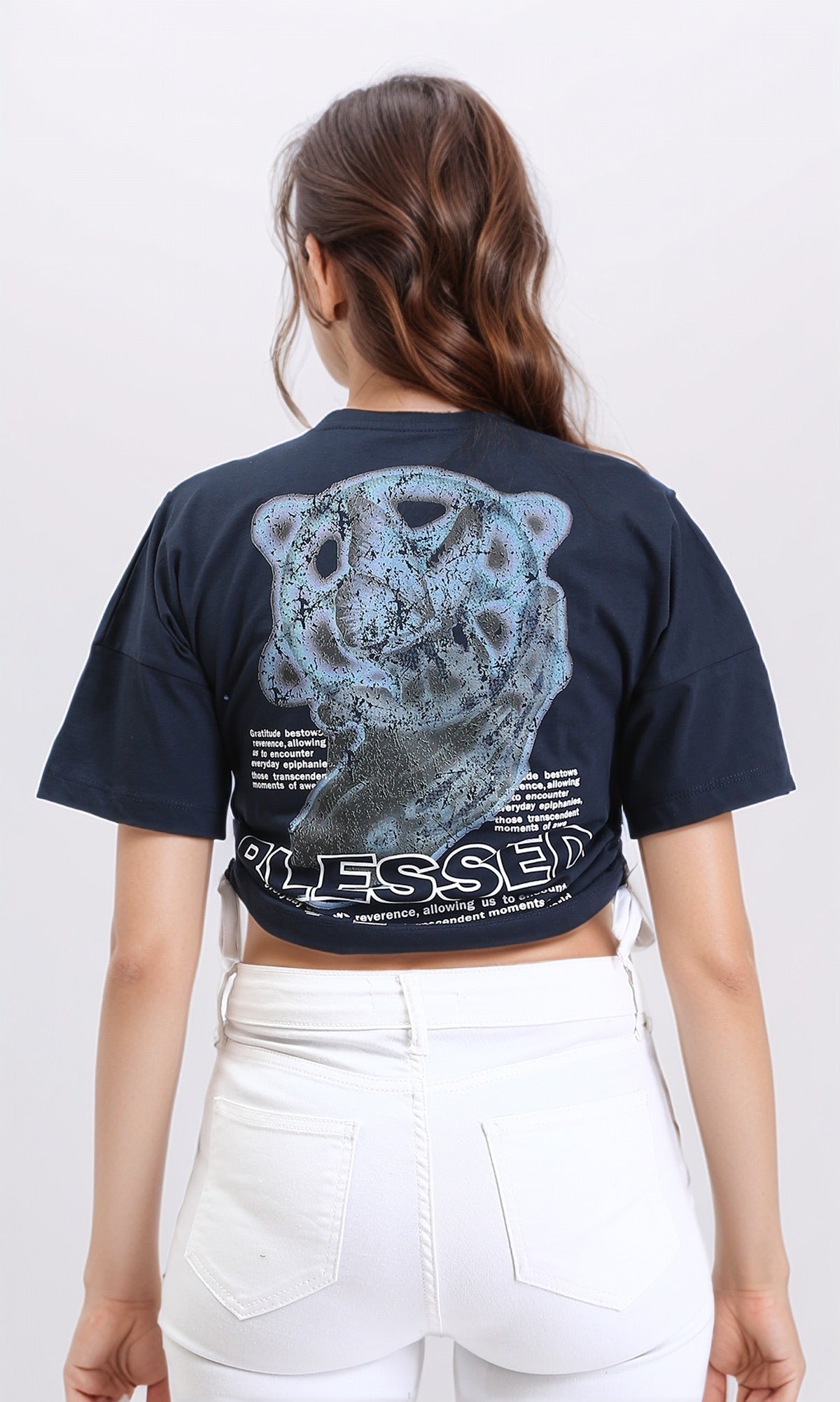 R207871 Round Neck Printed Short Sleeve T-Shirt for Men - Dark Navy Blue Casual Tee for Everyday Wear, Gym, and Outings