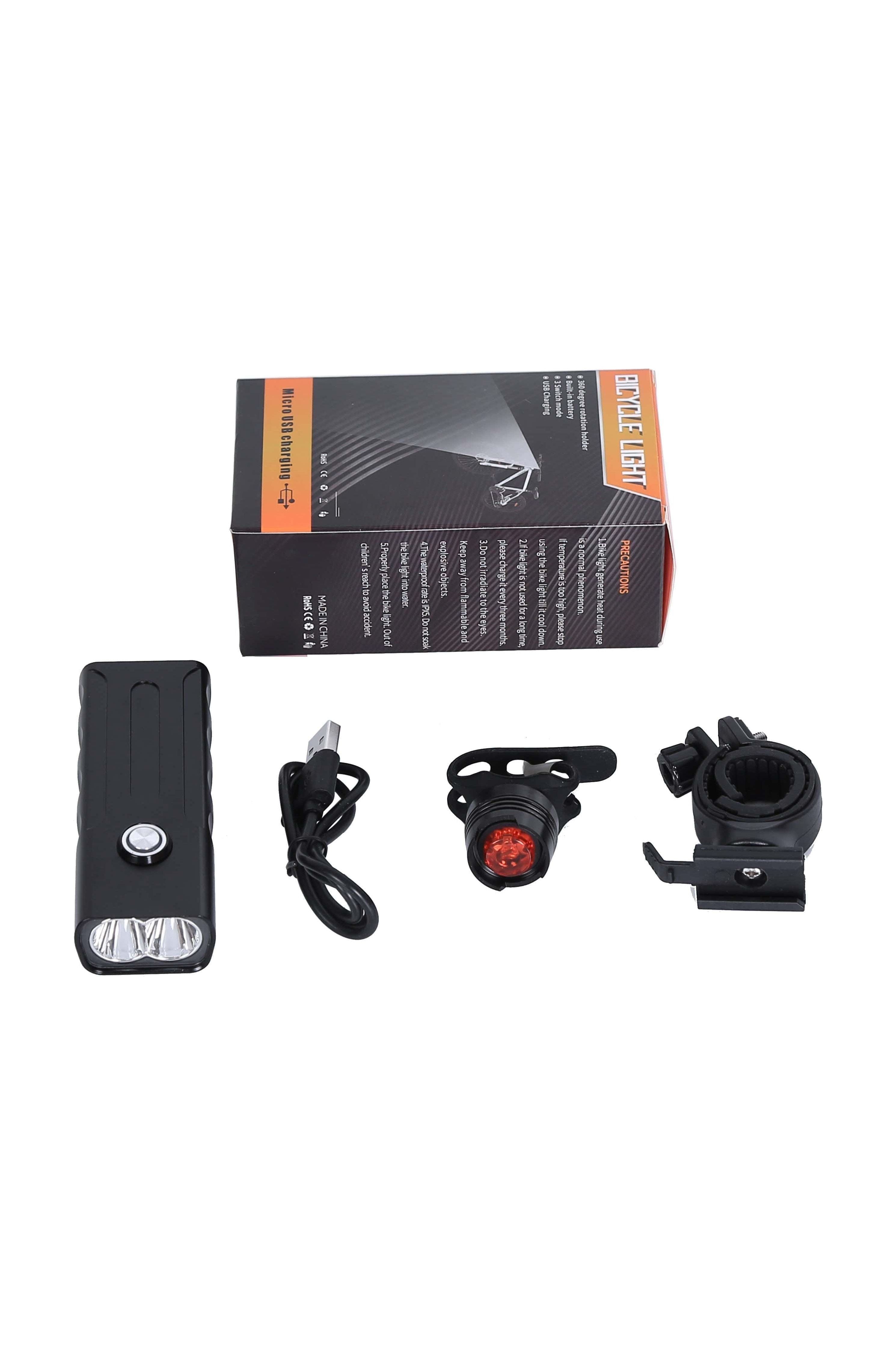 Ecotric Front and Rear Bicycle Light Kit - Waterproof LED Bike Lights for Night Riding, Safety Cycling Accessories for Commuting, Mountain Biking & Road Cycling