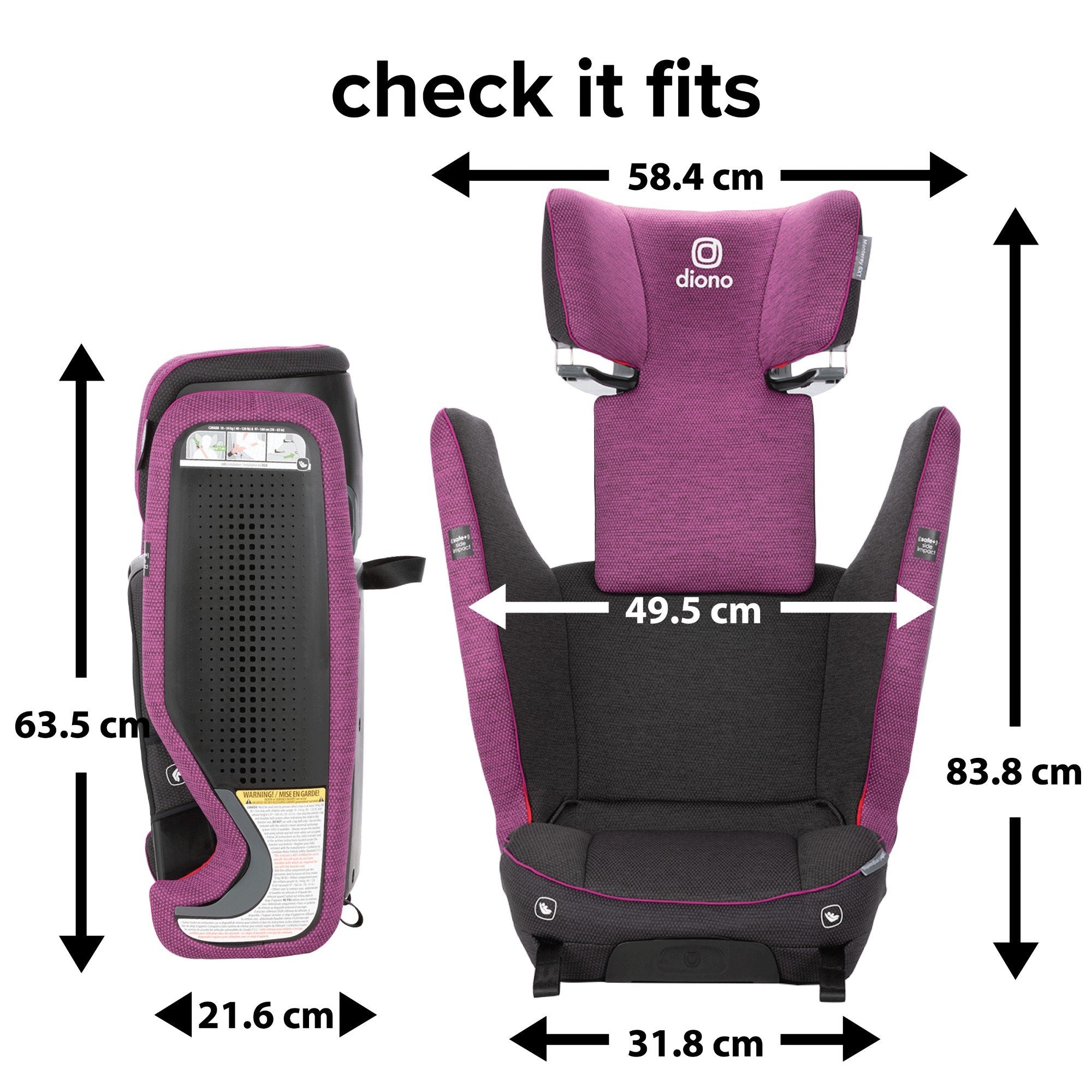 Diono Monterey 6XT SafePlus High Back Booster Car Seat for Kids - Safe & Comfortable Convertible Booster Seat for Travel & Everyday Use