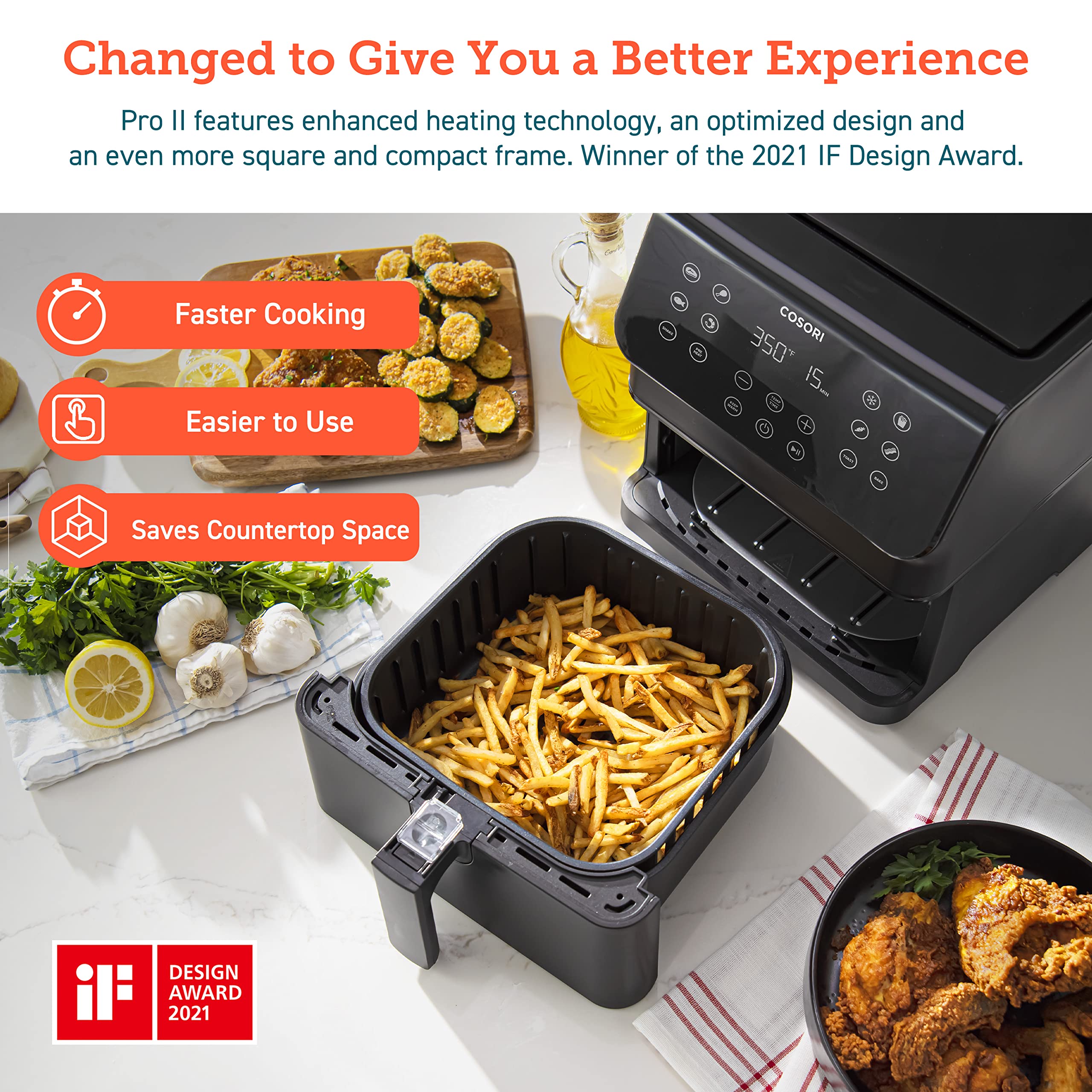 COSORI 12-in-1 Air Fryer Toaster Oven 5.8QT with Digital Display, Smart AdaptIQ Technology for Fast Cooking, Perfect for Baking, Roasting & Reheating - Includes 100+ In-App Recipes, Detachable Square Basket (Dishwasher Safe) - Ideal for Family Meals, Healthy Snacks & Leftovers