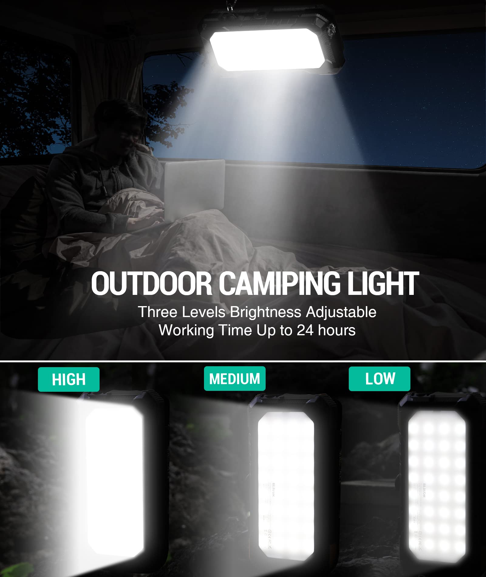 20,000mAh Solar Phone Charger 2-Pack - 18W PD Fast Charging with Wireless & Foldable Solar Panel (W12-Orange, W12Pro-Black) | Portable Power Bank for Camping, Hiking, Travel & Emergency Power Outages