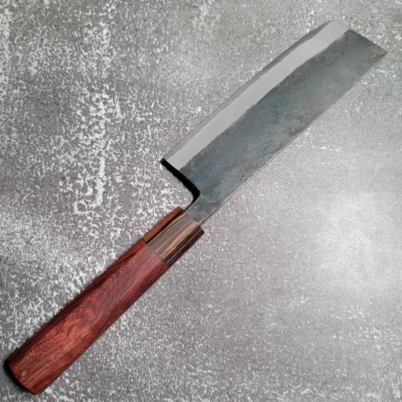 Premium Japanese Nakiri Knife 165mm - Tokushu Rosewood Series White #2 Kurouchi - High Carbon Steel Blade for Professional Chefs & Home Cooking - Perfect for Vegetable Chopping, Slicing & Meal Prep