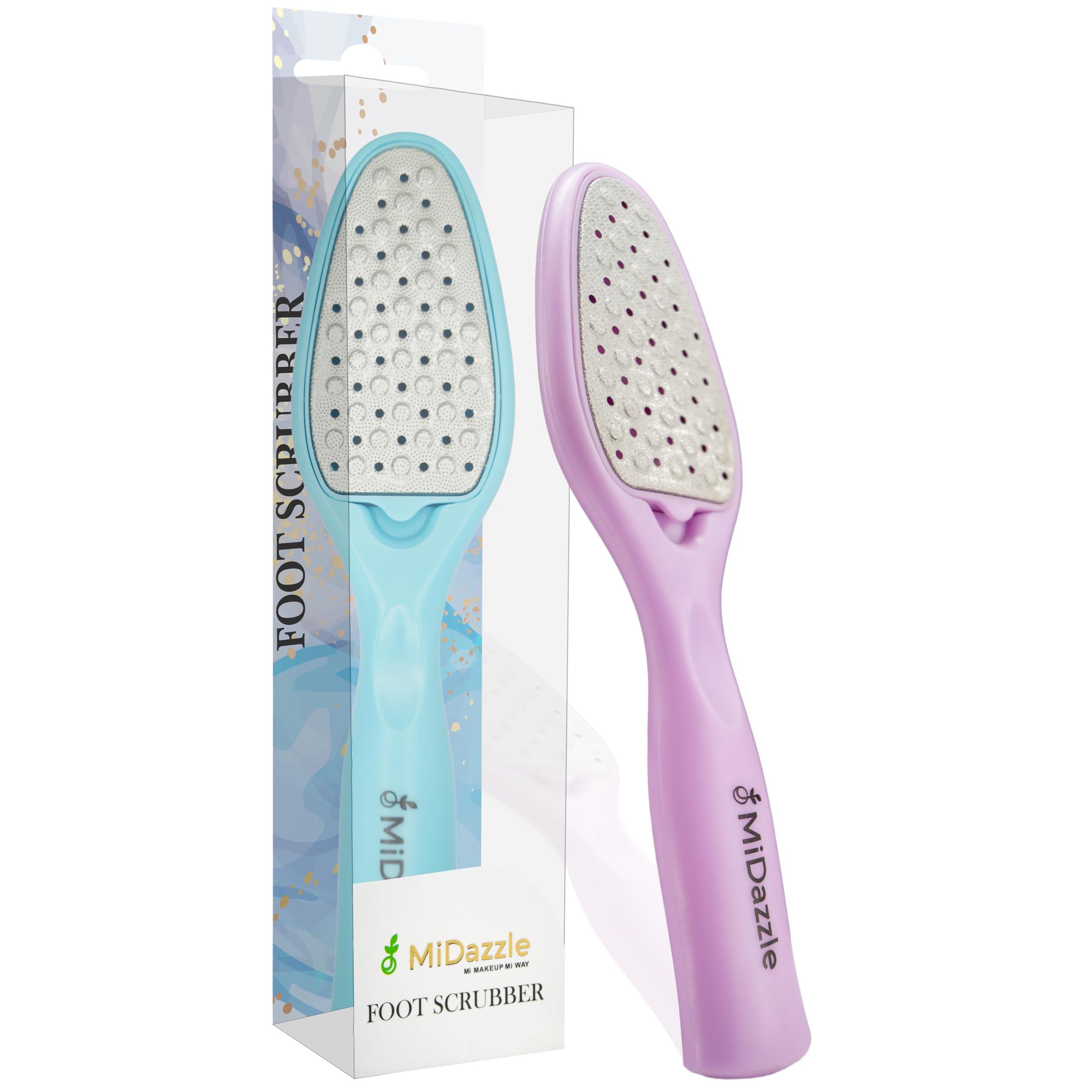 Midazzle 2-in-1 Triangle Foot Scrubber and Callus Remover for Soft Feet - Exfoliating Pedicure Tool (2 Pack, Random Colors) - Perfect for Home Spa, Pedicure, and Foot Care Routine