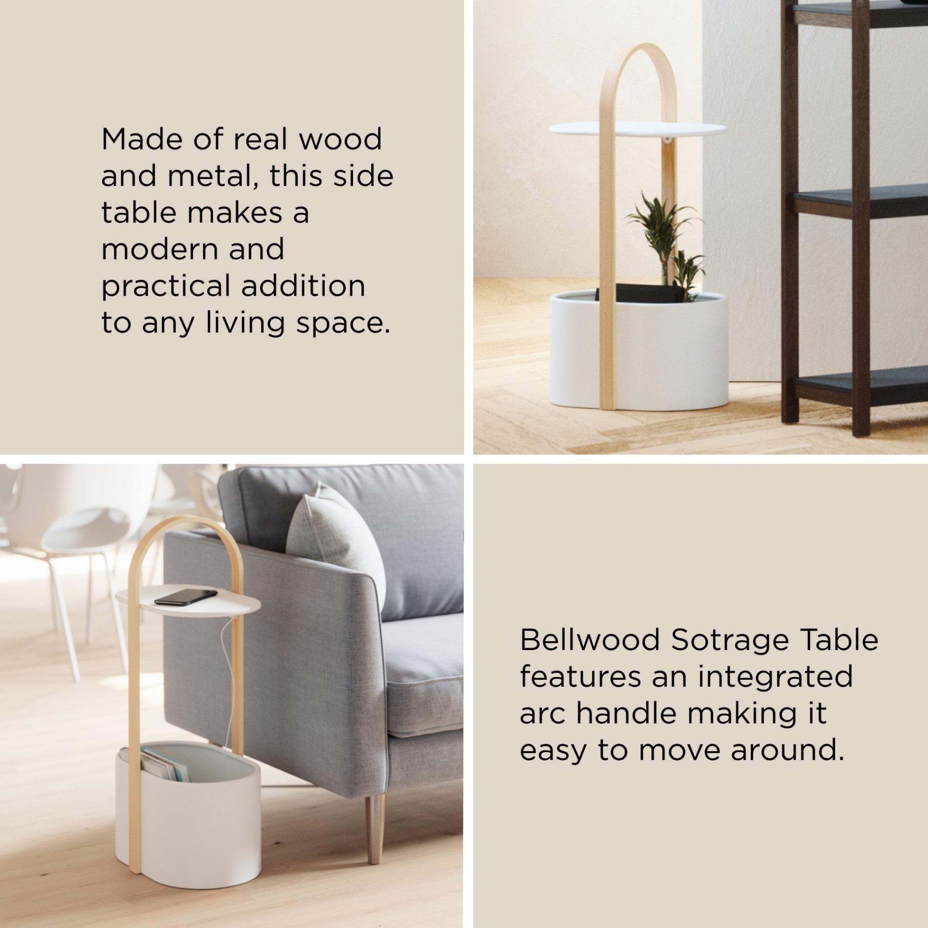 Bellwood Storage Table - Foldable Side Table with Storage Shelf, Perfect for Living Room, Bedroom, or Office Organization