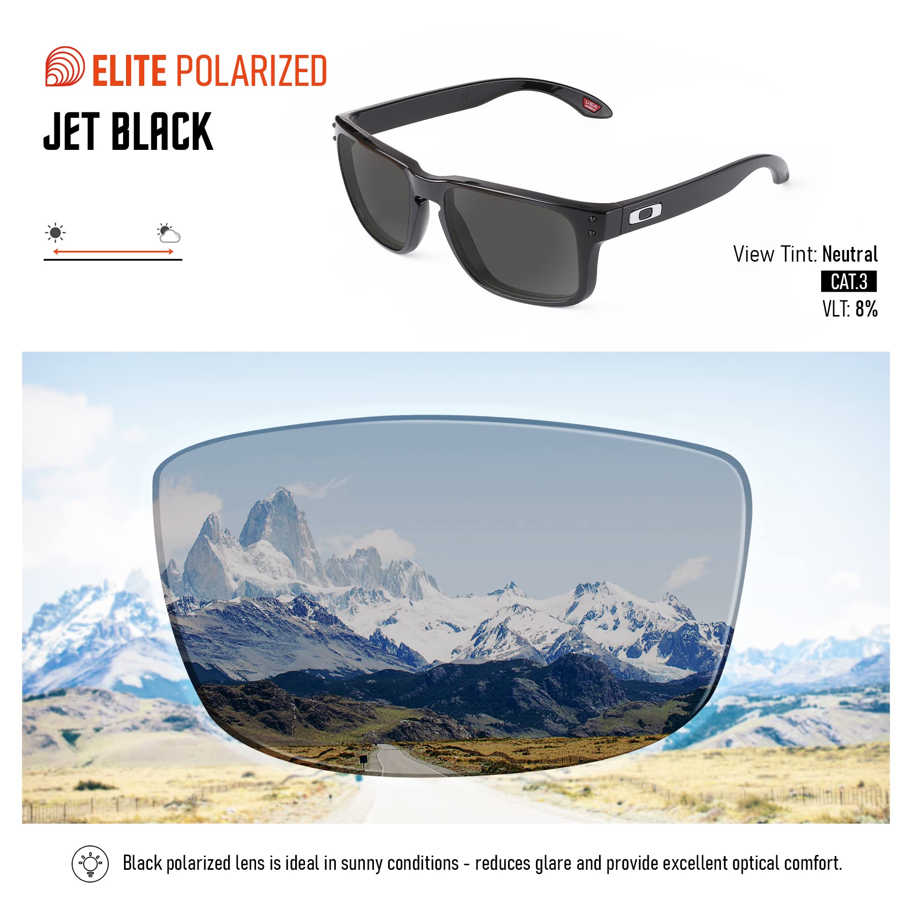 Polarized Replacement Lenses for Wiley X Brick Sunglasses - UV Protection, Anti-Glare Lenses for Outdoor Sports, Driving & Fishing