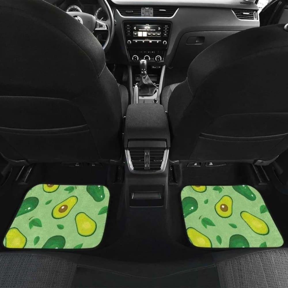 Premium Avocado Print Car Mats - Non-Slip Green Background Front & Back Floor Mats for Cars, SUVs & Trucks - Perfect for Home, Office & Travel Use