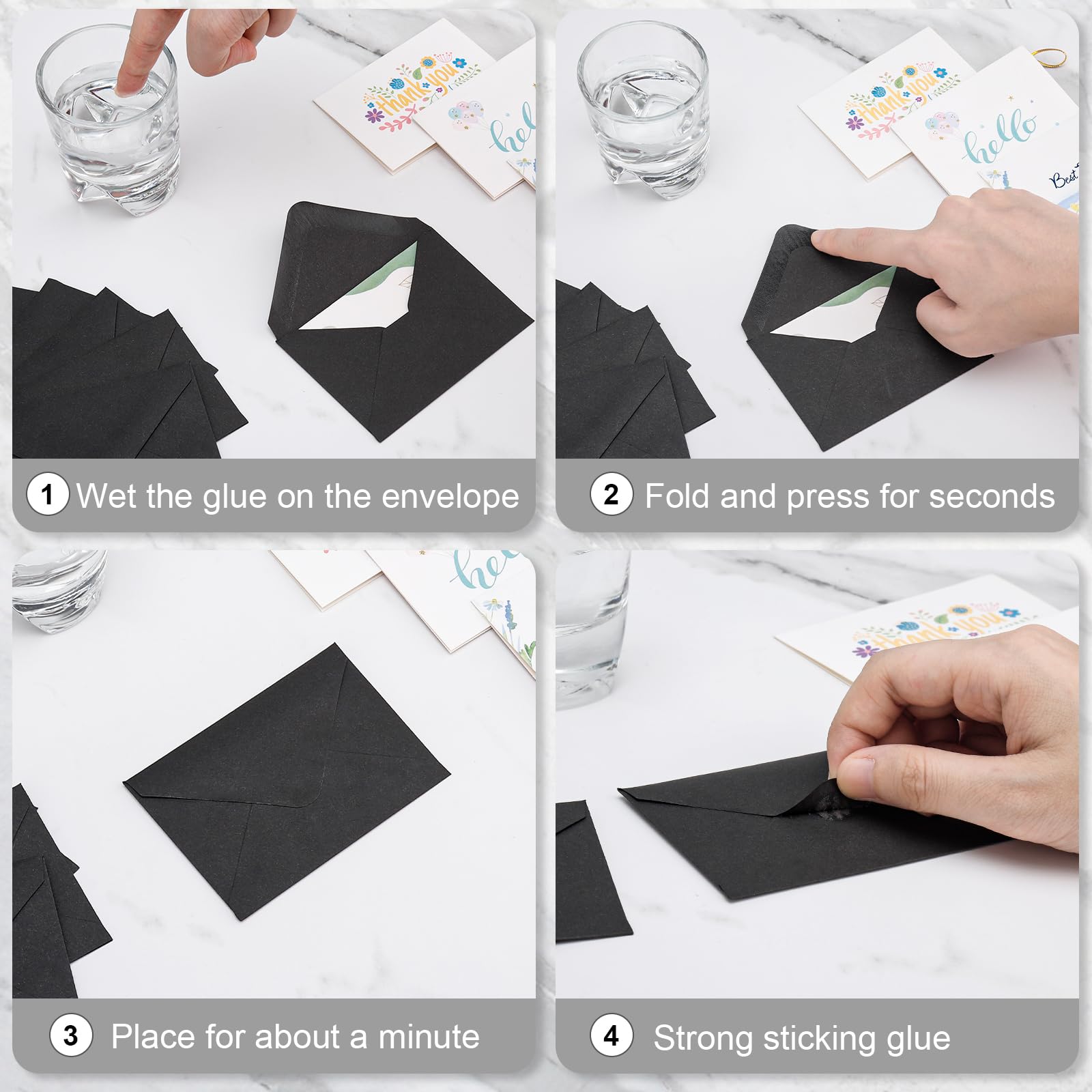 100 Pack 4 x 2.75 Inch Mini Envelopes - 120GSM Black Gift Card Sleeves Bulk | Small Paper Envelopes for Business Cards, Greeting Cards & Invitations | Perfect for Wedding Favors, Party Invites & Thank You Notes