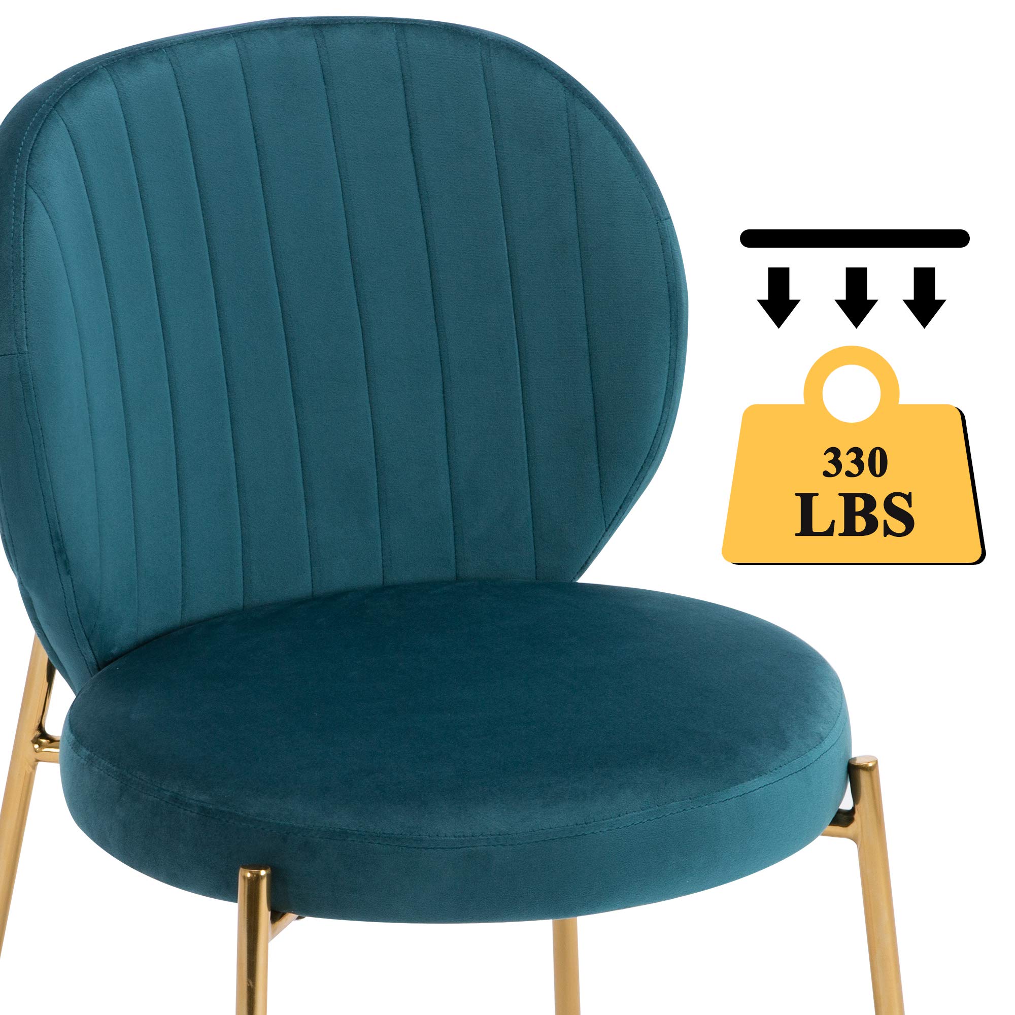 4-Piece Velvet Dining Chairs Set - Mid Century Modern Upholstered Vanity Chairs with Gold Metal Legs for Kitchen, Dining Room & Living Room | Teal Green Home Decor | Comfortable Seating for Entertaining & Daily Use