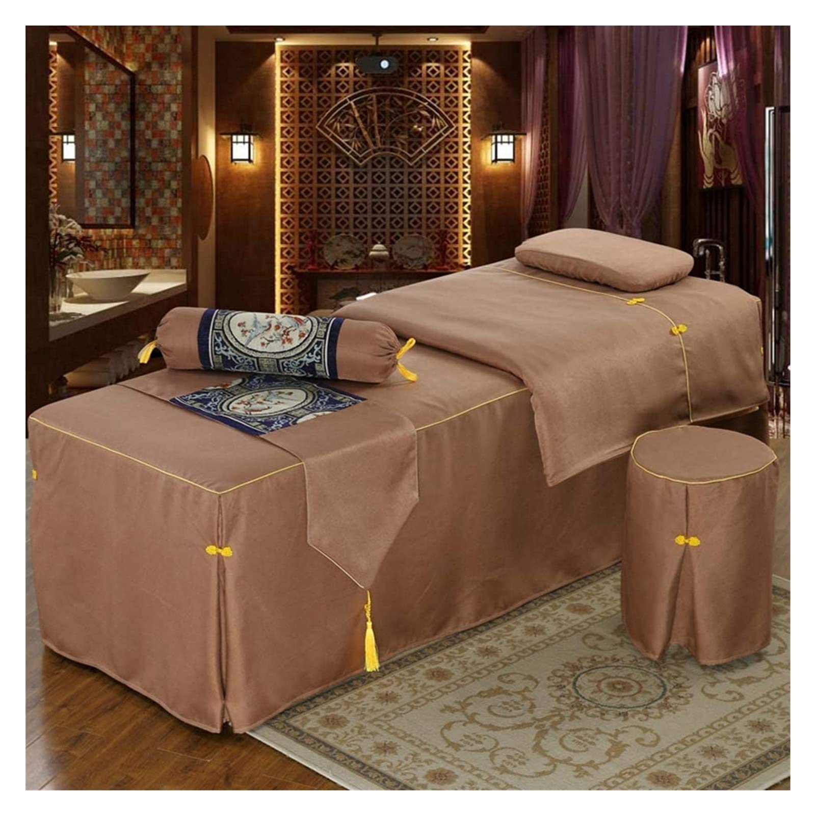 **Premium Massage Table Sheets - Breathable Cotton & Linen Spa Bed Cover for Salon, Hotel, and Home Use - 70x185cm (28x73in) with Face Rest Hole - Ideal for Massage Therapy, Facial Treatments & Relaxation**
