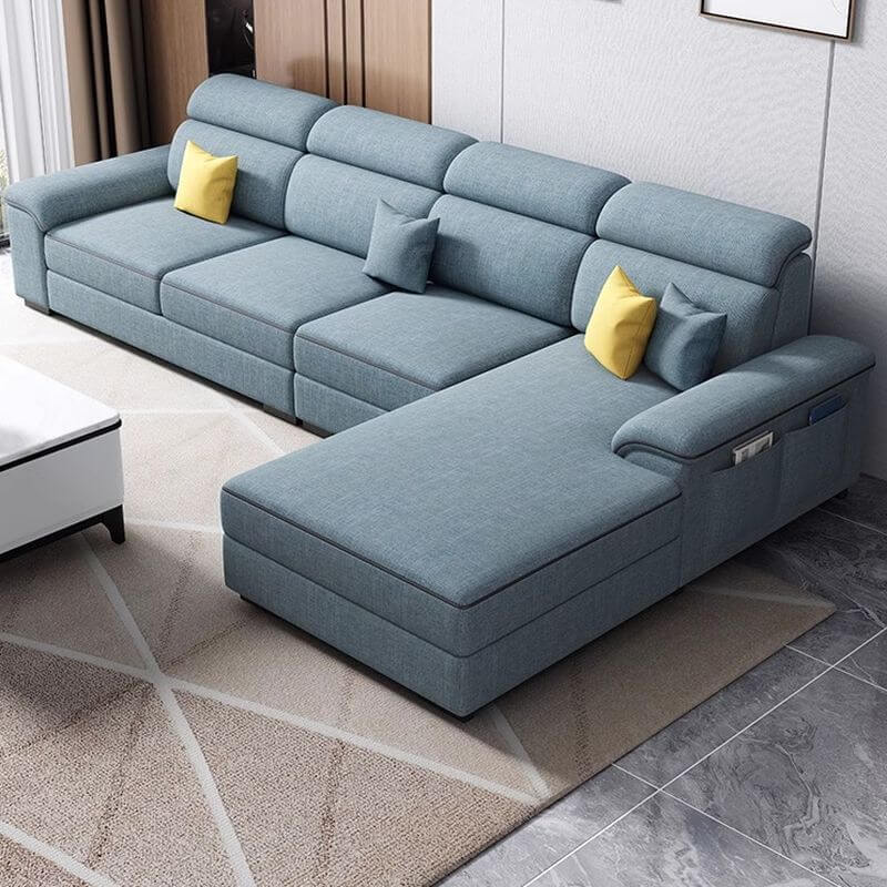 L-Shaped Sectional Sofa with Right-Hand Facing Chaise Lounge - Comfortable Standard Foam Cushions & Hidden Support - Perfect for Living Room, Family Room or Home Theater