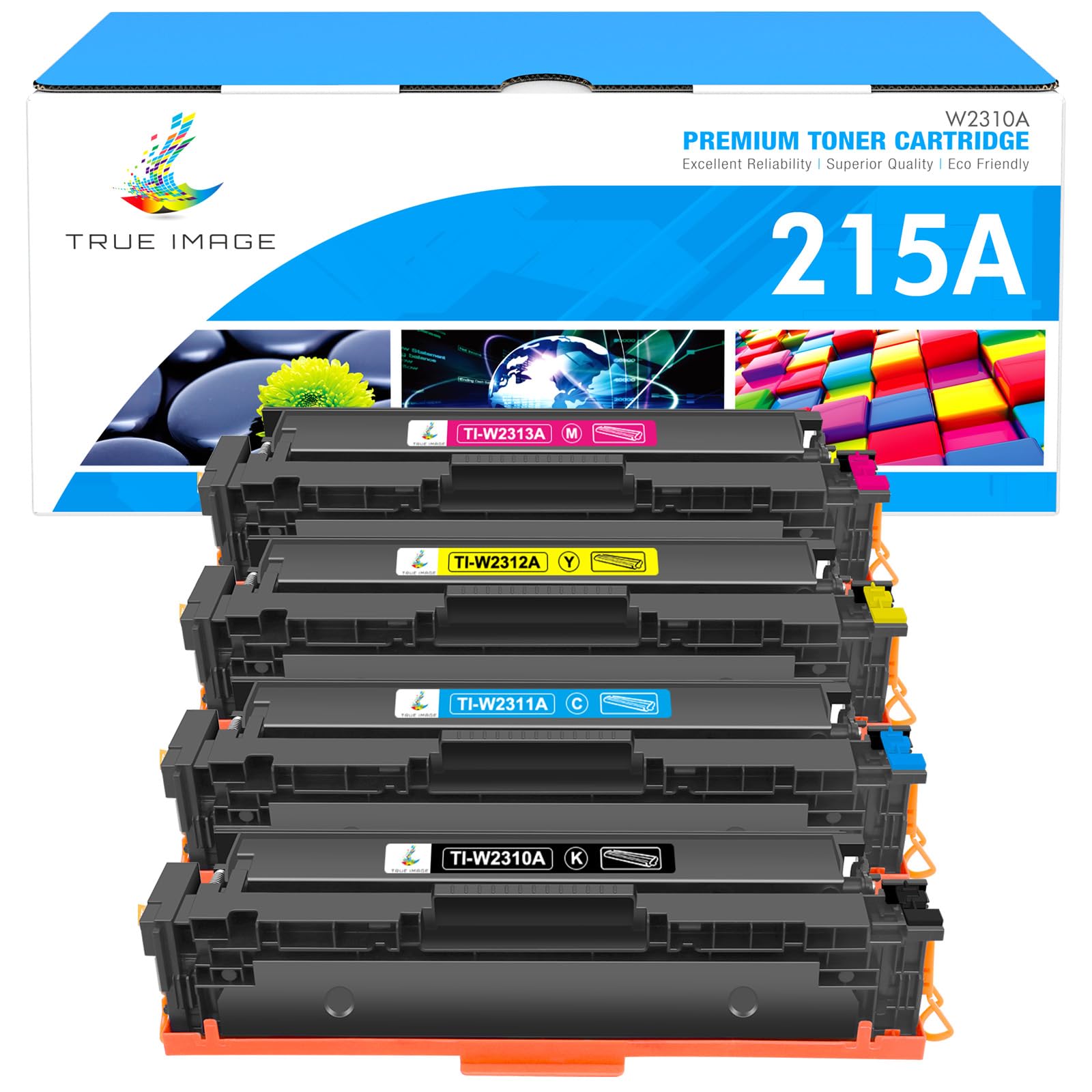 HP 215A Toner Cartridges 4 Pack - Compatible Replacement for W2310A W2311A W2312A W2313A - Works with HP Color LaserJet Pro MFP M182nw M183fw M155 Printers (Black, Cyan, Yellow, Magenta) - Ideal for Home & Office Printing Needs