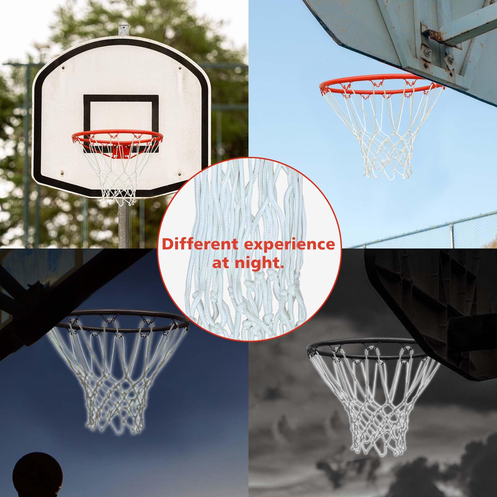 Glow in The Dark Basketball Net - LED Light Up Basketball Hoop Net for Outdoor & Indoor Use - All Weather Durable Replacement Net for Night Games & Backyard Fun
