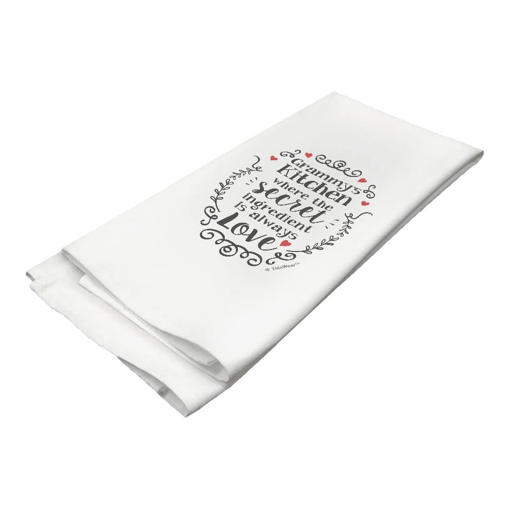 Grammy Gifts from Grandkids - The Secret Ingredient is Love Kitchen Hand Towel White - Perfect for Grandparents Day, Mother's Day & Cozy Home Decor