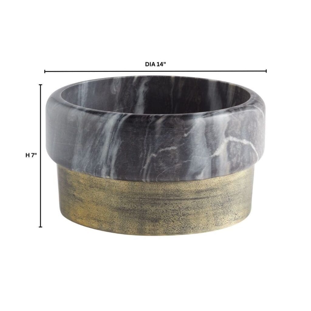Cyan Design 11675 Roma Bowl - Antique Brass and Grey Marble Decorative Bowl for Home Decor, Centerpiece, Dining Table, or Gift Idea | Elegant Serving Bowl for Fruits, Nuts, and Display