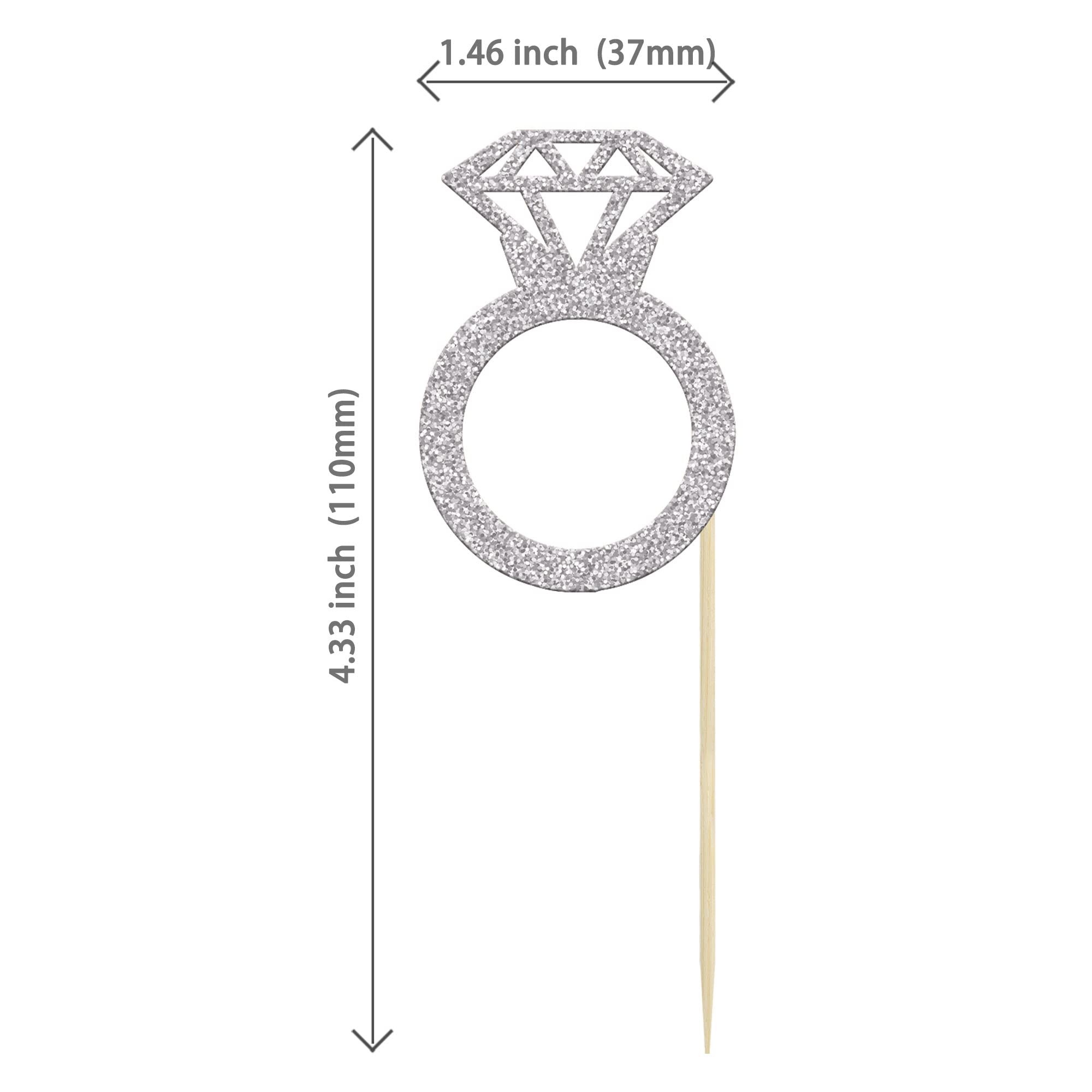 24Pcs Silver Glitter Diamond Donut Ring Cupcake Toppers - Elegant Wedding Cake Decorations for Engagement, Bridal Shower & Party - Perfect for Dessert Table Decor & Sweet Treat Displays