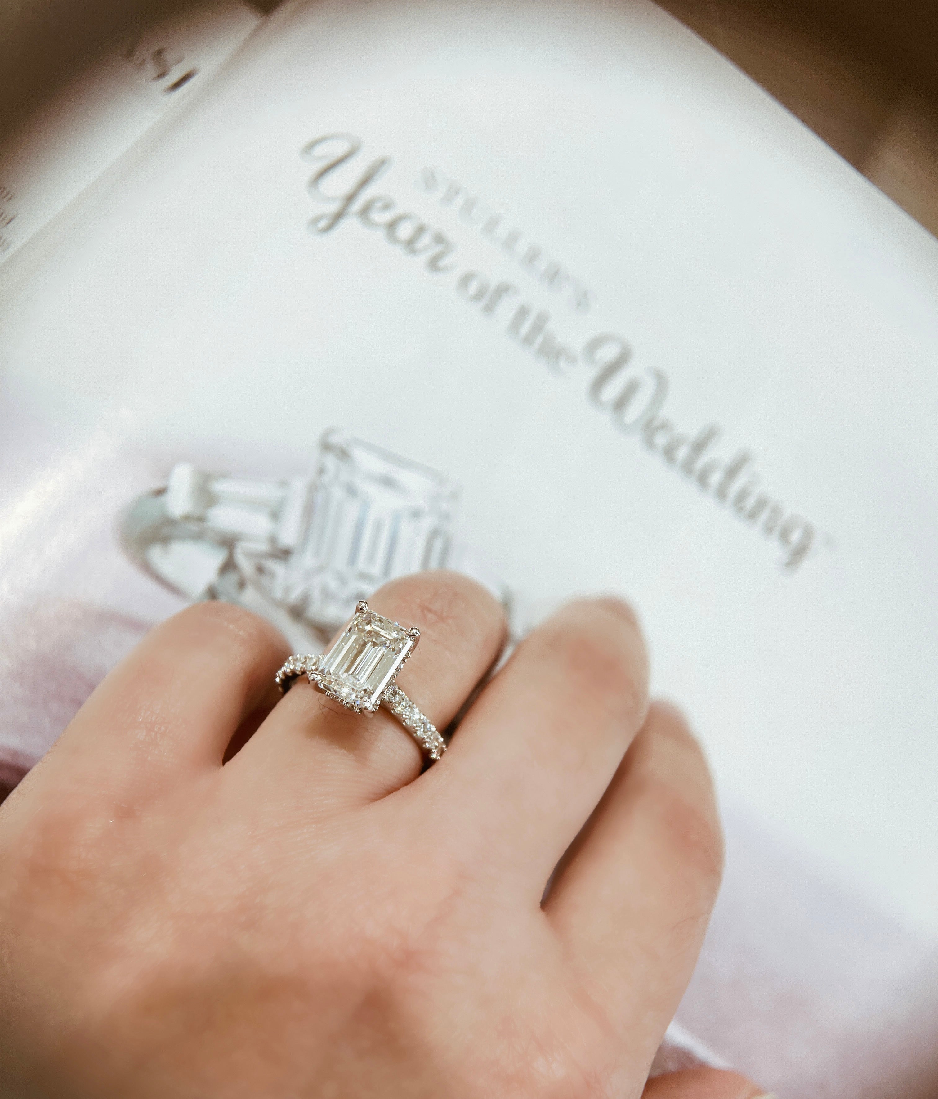 3ct Emerald Lab-Grown Diamond Engagement Ring in 14K White Gold with Hidden Halo & Side Stones - Perfect for Proposals, Anniversaries & Special Occasions