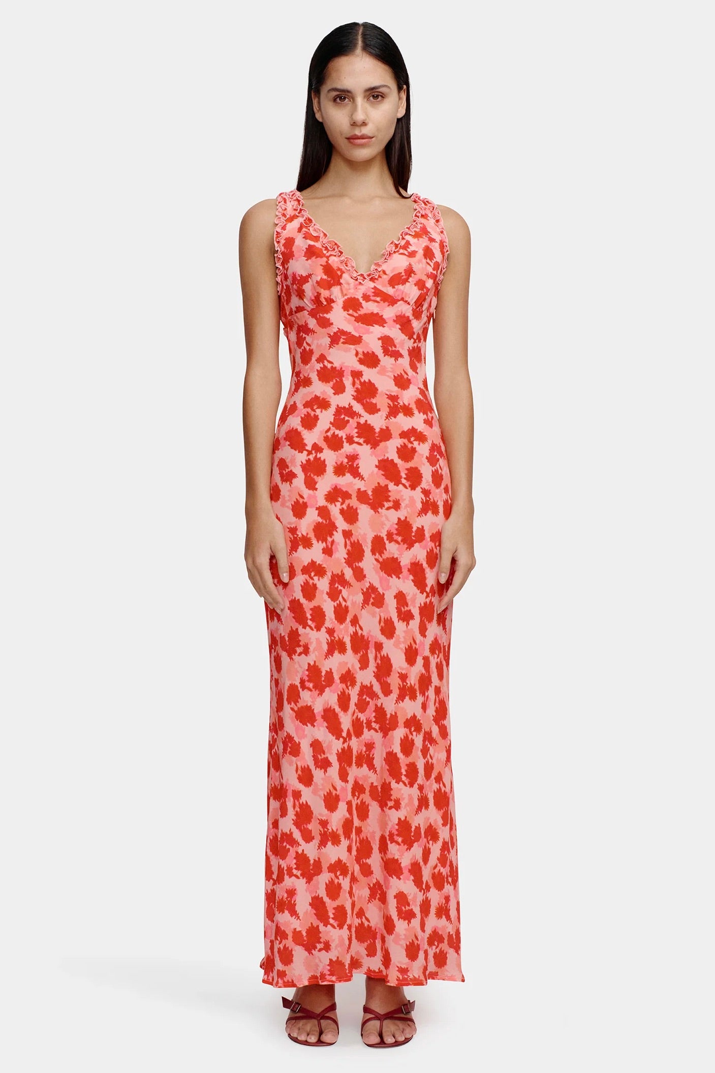Bella Strawberry Fields Backless Maxi Dress - Floral Summer Beach Dress for Women, Perfect for Vacations, Weddings & Outdoor Parties