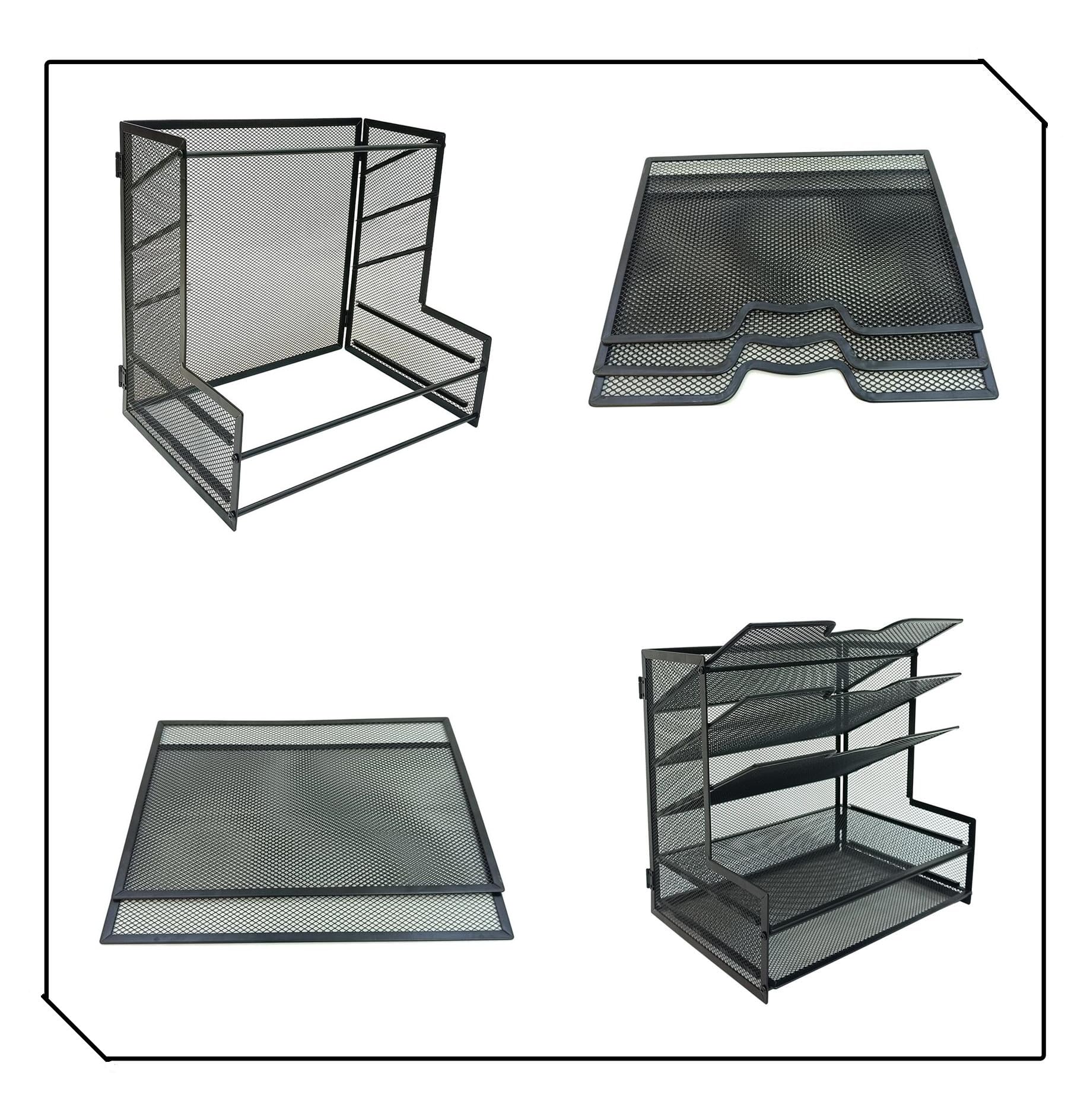 5-Tier Metal Mesh Desk Organizer - Black Office File Holder & Paper Organizer for Home & Office - Perfect for Desk Organization, Document Storage & Workspace Decluttering