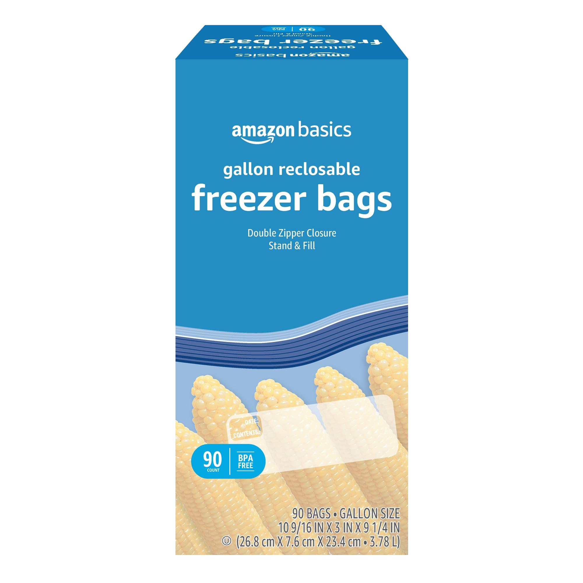 Amazon Basics Freezer Gallon Storage Bags - 90 Count Heavy Duty Freezer Safe Bags for Food Storage, Meal Prep & Bulk Freezing (Previously Solimo) | Ideal for Freezing Soups, Fruits, Vegetables & Leftovers