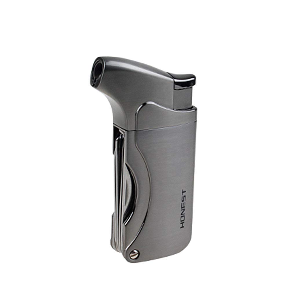 5-in-1 Windproof Refillable Lighter with Pipe Cleaner for Cigars & Tobacco Pipes (Silver) - Outdoor Smoking Essential