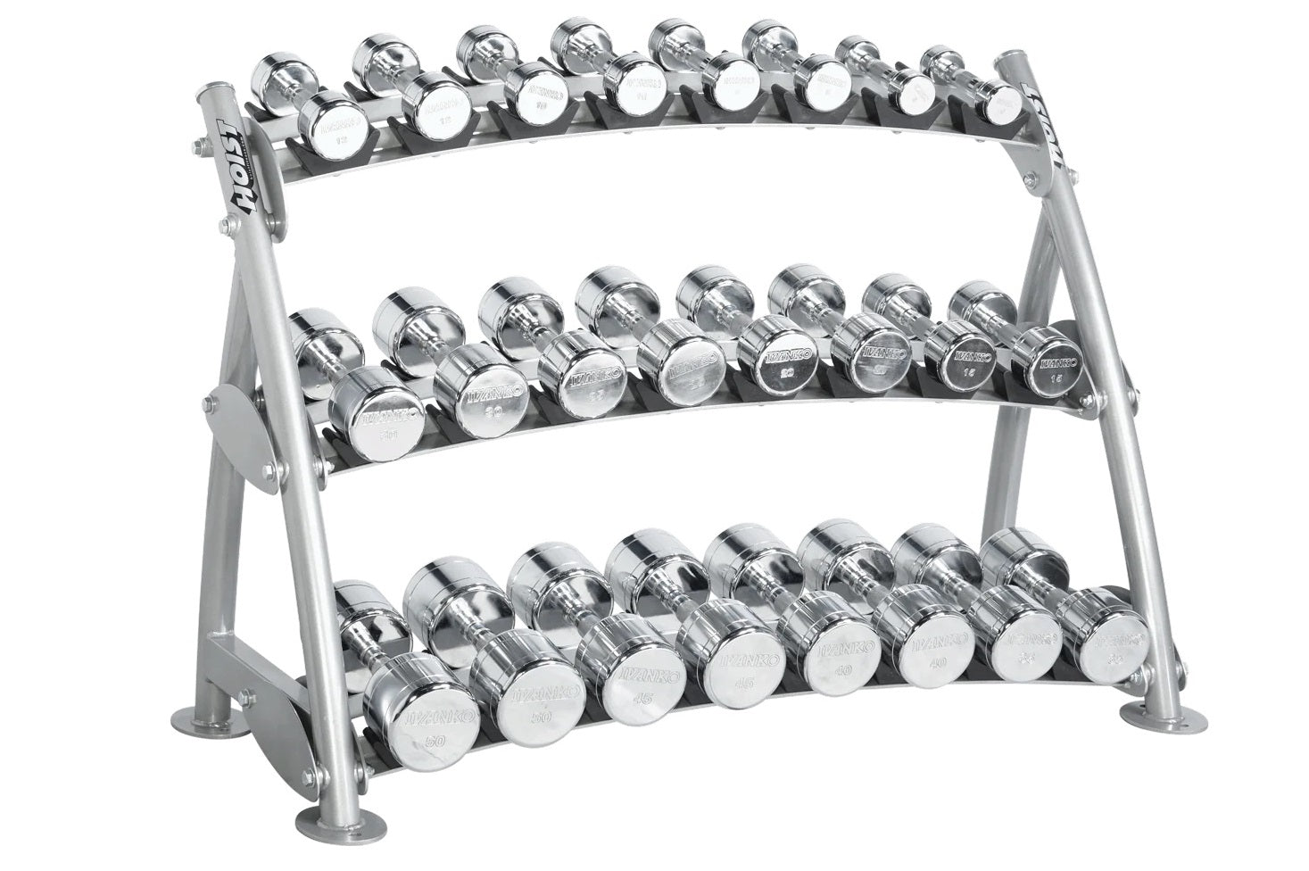 Hoist 12-Pair Saddle Beauty Bell Dumbbell Rack (CF 3462 3) - Heavy Duty Dumbbell Storage for Home Gym & Fitness Studio